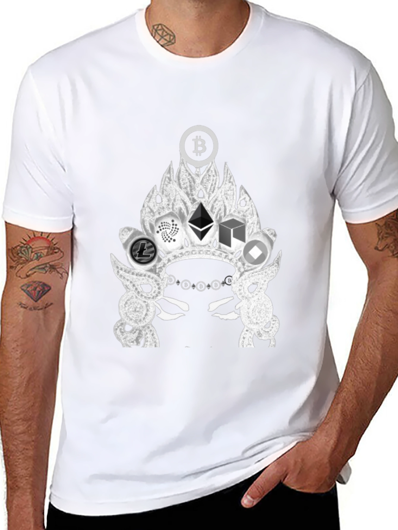 Crypto Crown Graphic Tee - Bitcoin Ethereum T-Shirt