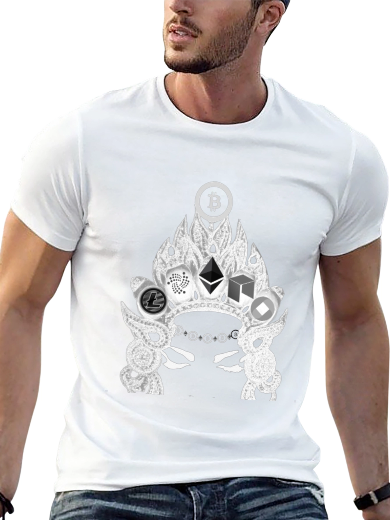 Crypto Crown Graphic Tee - Bitcoin Ethereum T-Shirt