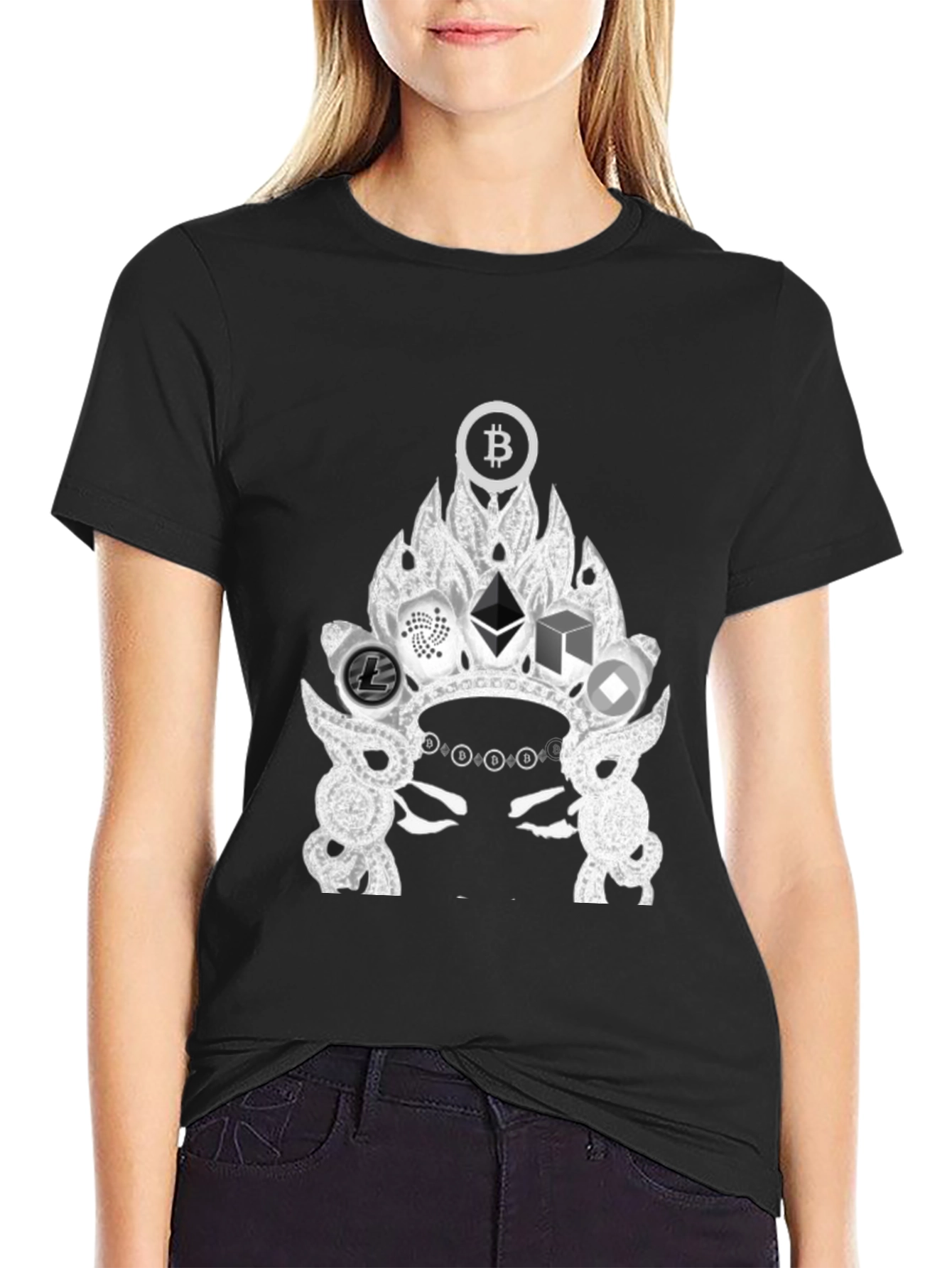 Crypto Crown Graphic Tee - Bitcoin Ethereum T-Shirt