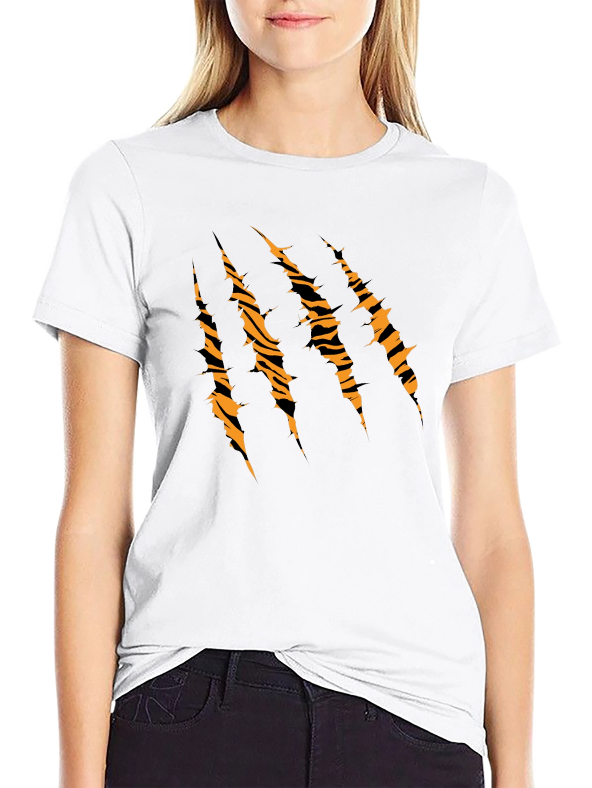 Mens Black Tiger Stripe Claw Graphic T-Shirt