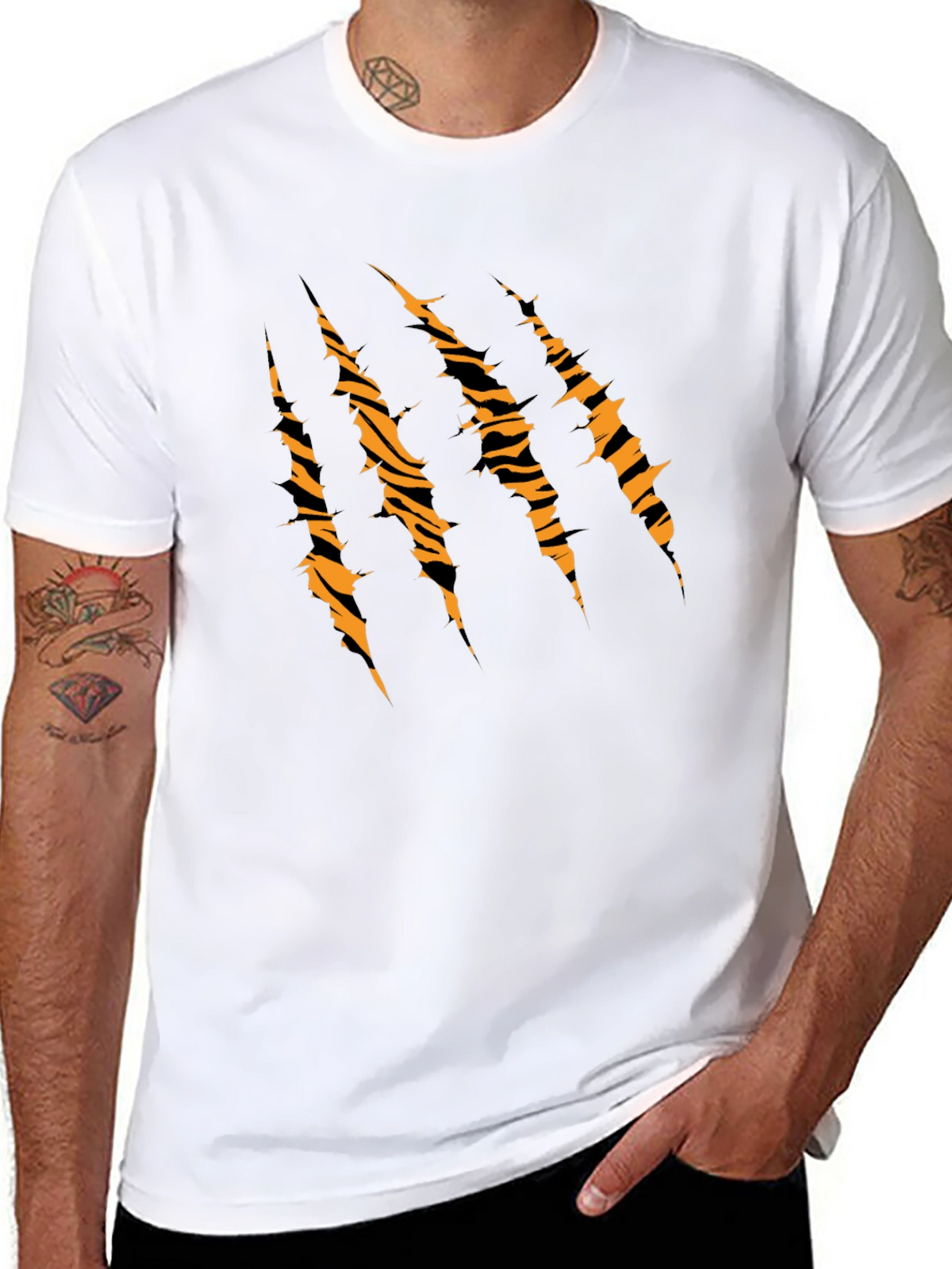 Mens Black Tiger Stripe Claw Graphic T-Shirt