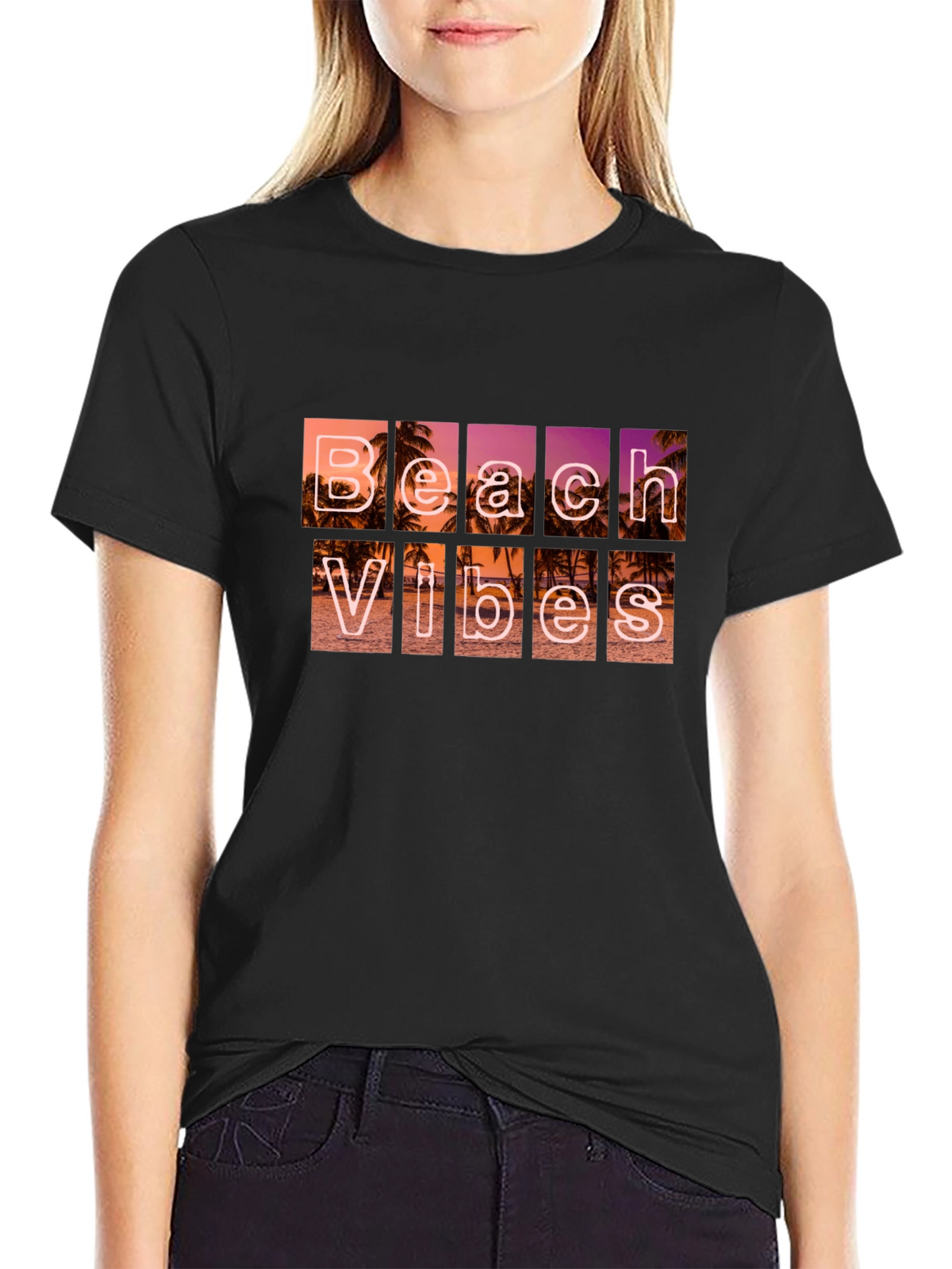 Beach Vibes Graphic T-Shirt - Black