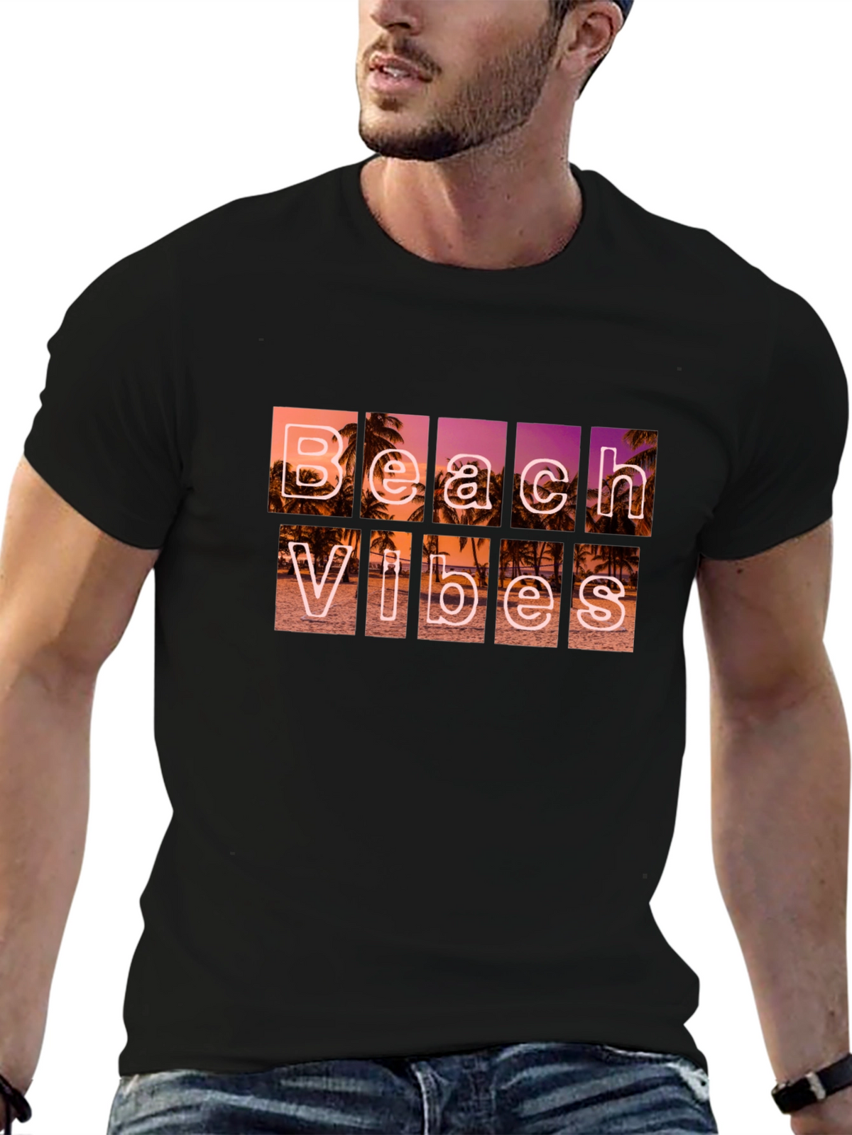 Beach Vibes Graphic T-Shirt - Black