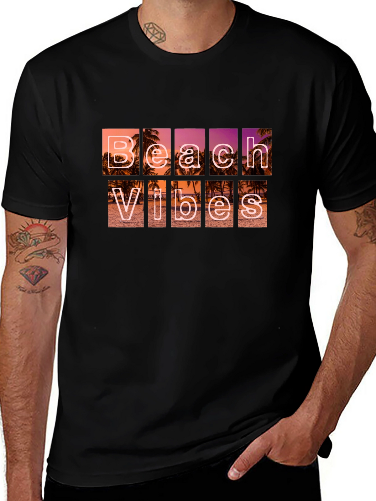 Beach Vibes Graphic T-Shirt - Black