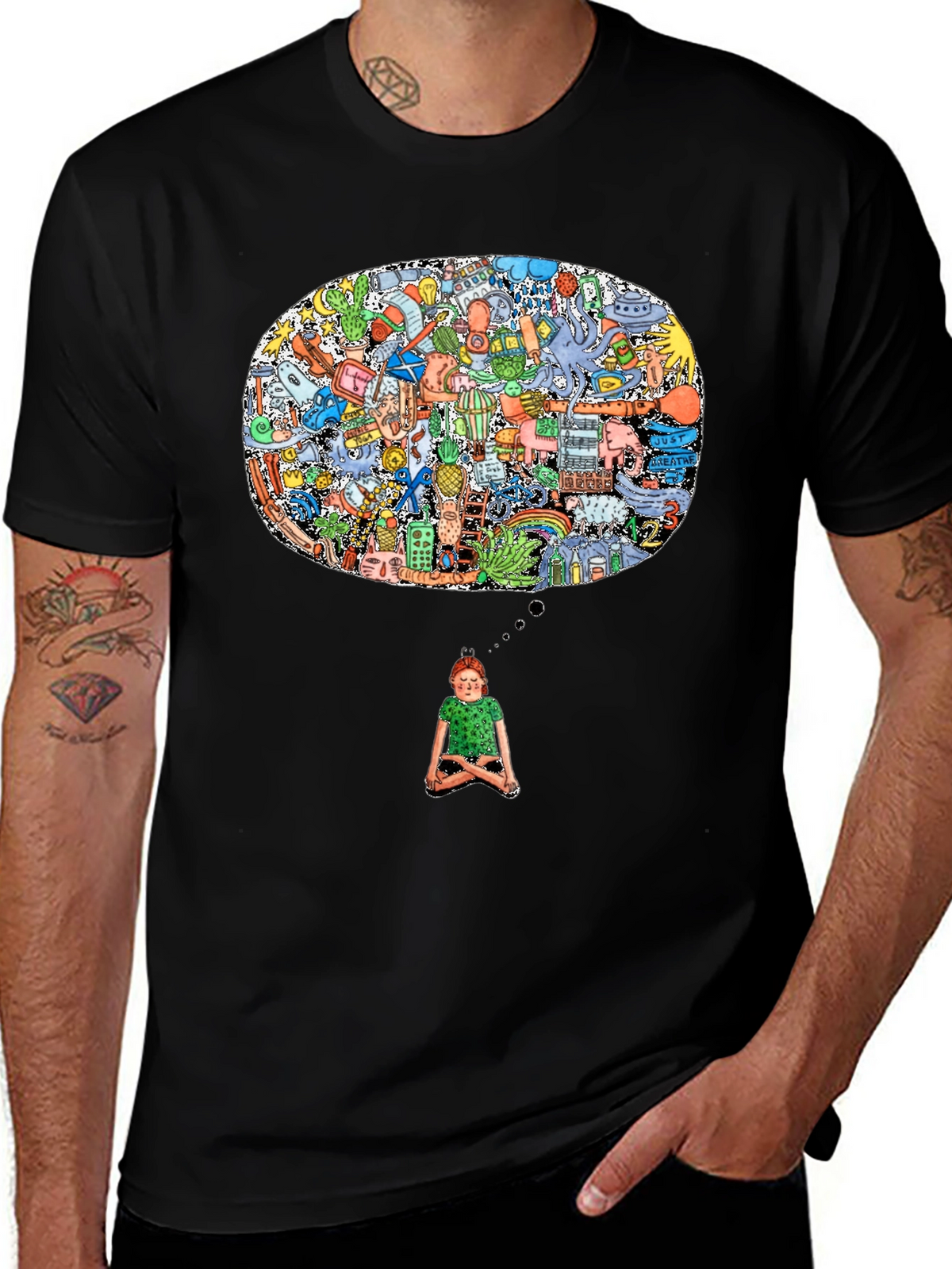 Mindscape Graphic Tee - Black Cotton Comfort