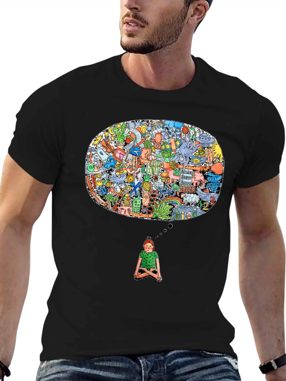 Mindscape Graphic Tee - Black Cotton Comfort