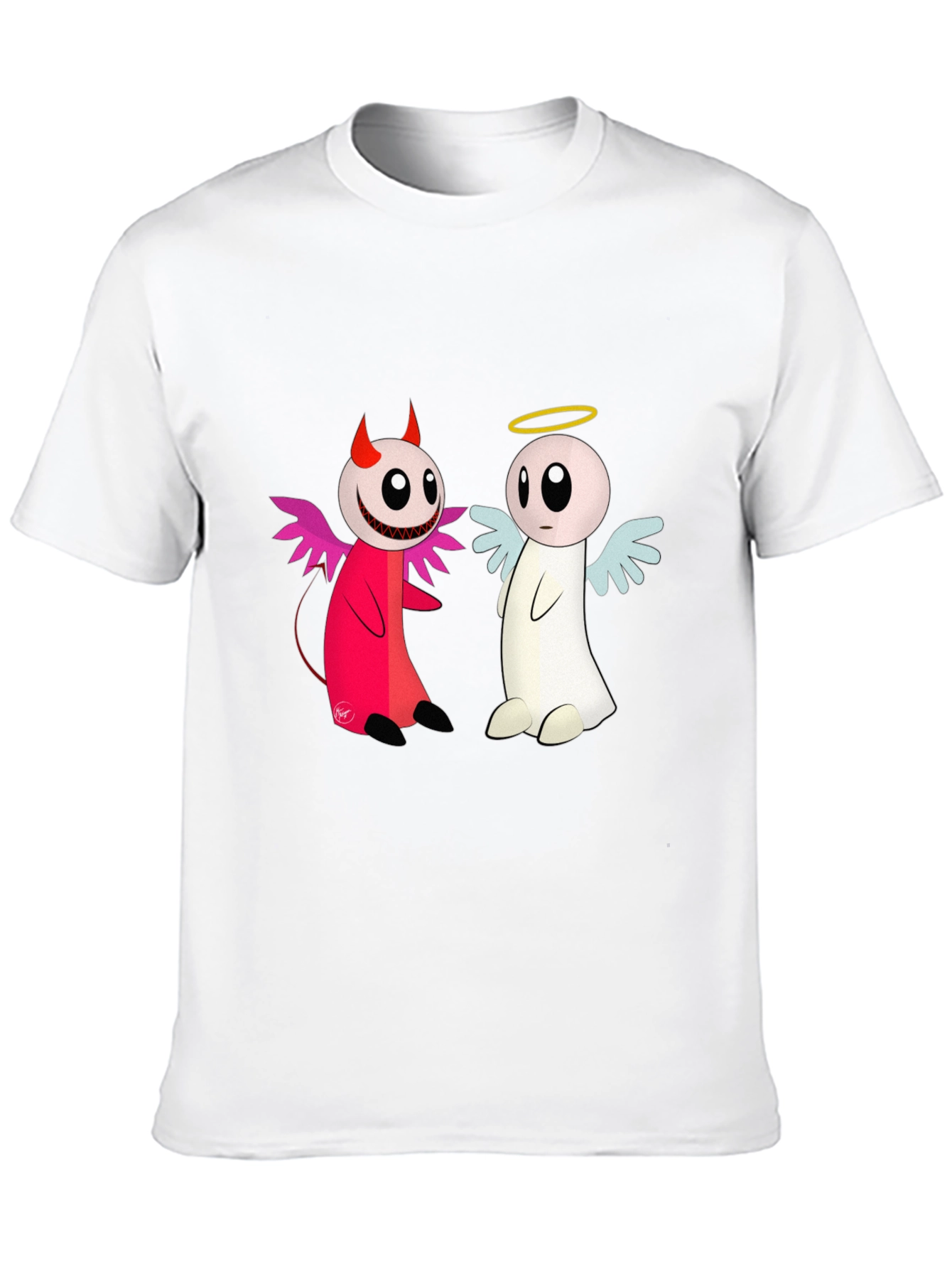 Angel & Devil Cartoon T-Shirt - Black