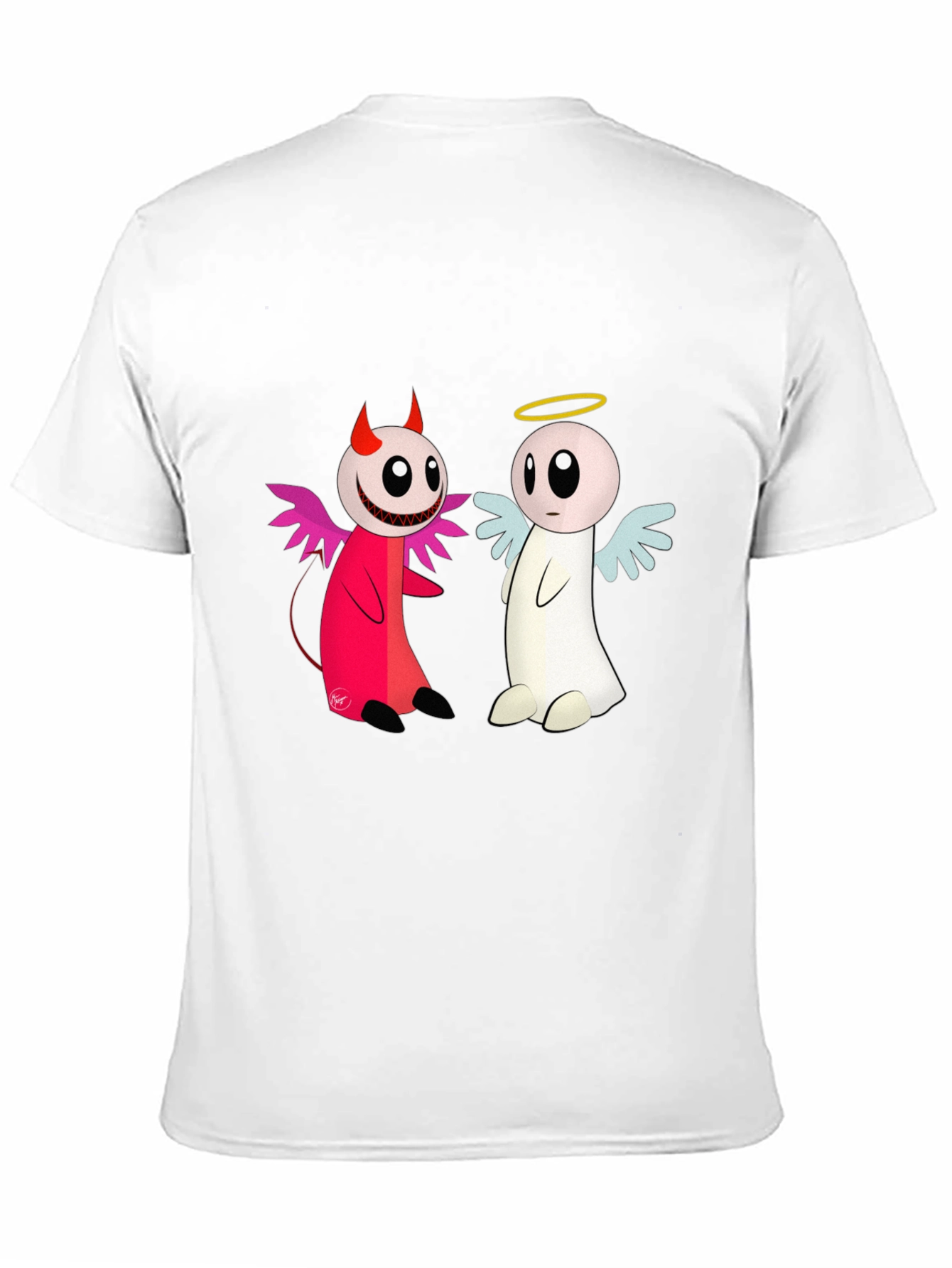 Angel & Devil Cartoon T-Shirt - Black