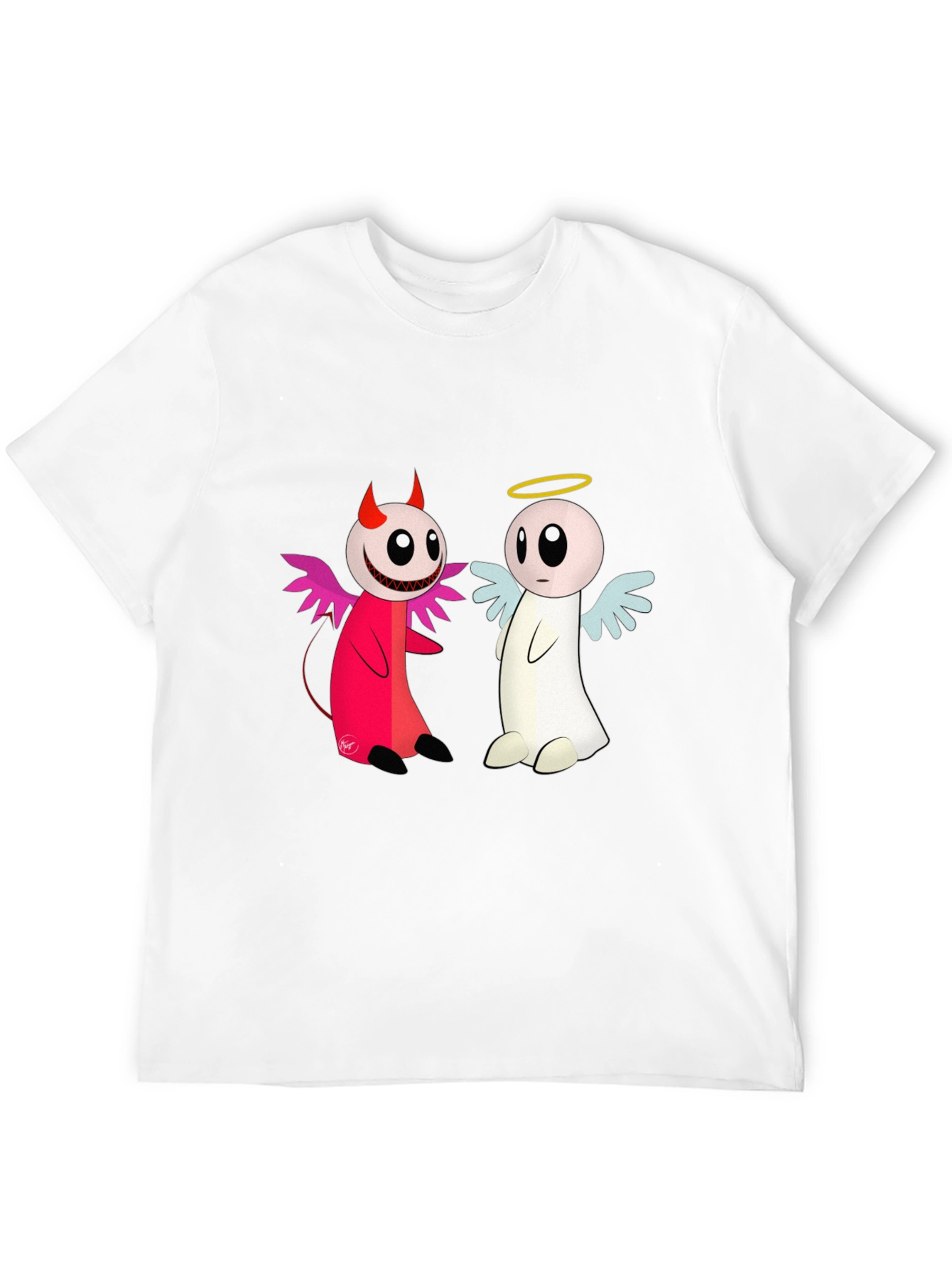 Angel & Devil Cartoon T-Shirt - Black