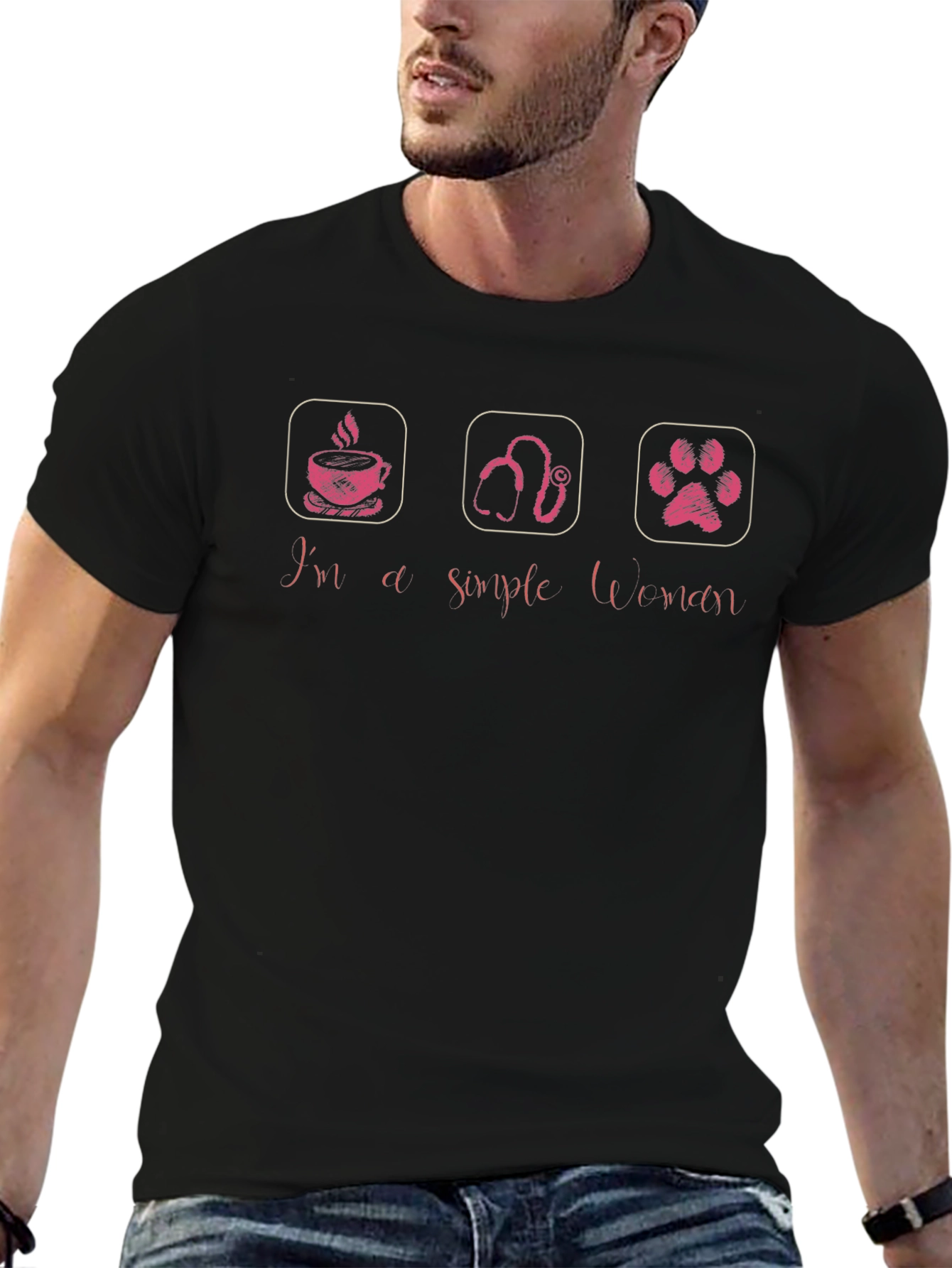 Simple Woman T-Shirt - Coffee Veterinary Pet Paw