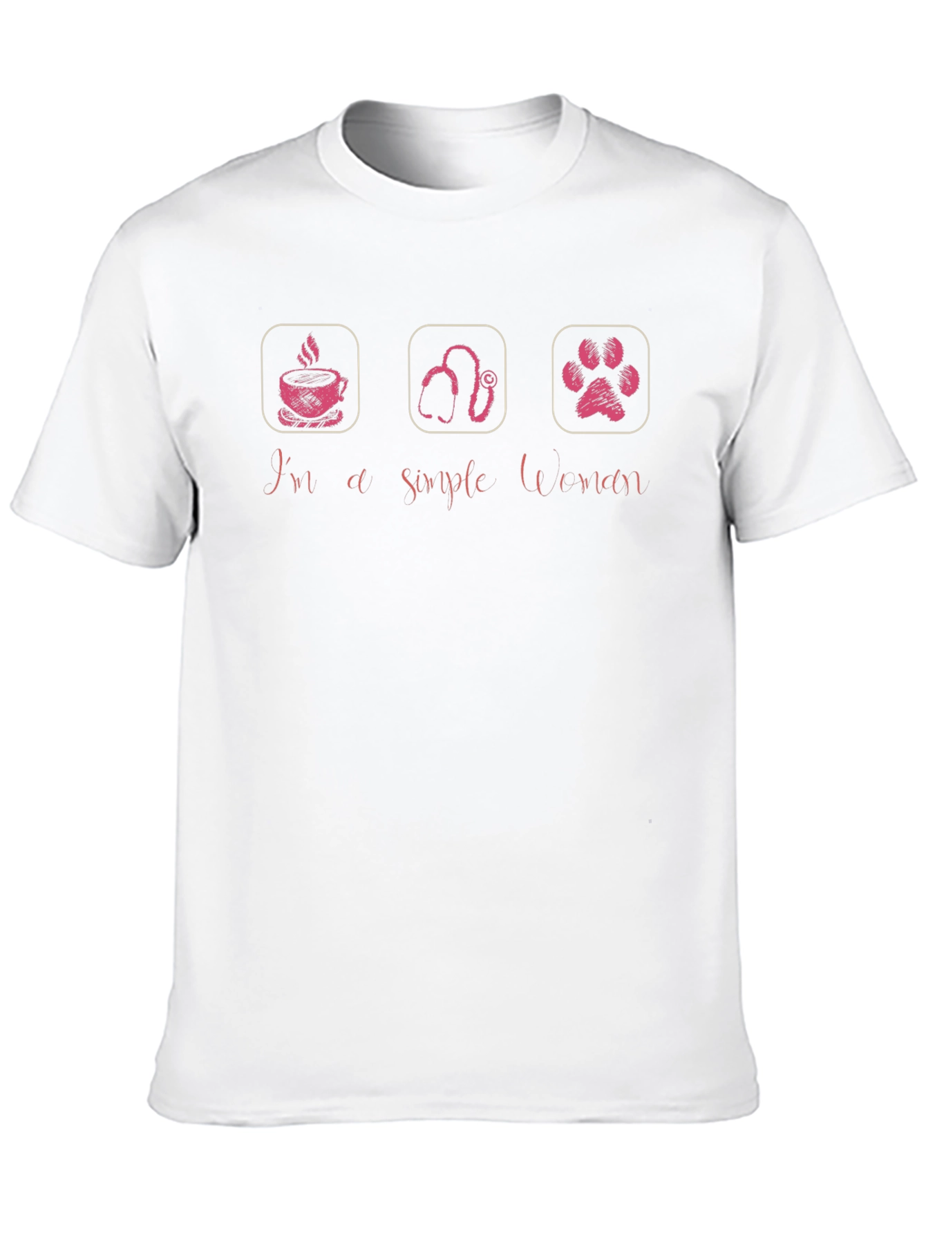 Simple Woman T-Shirt - Coffee Veterinary Pet Paw