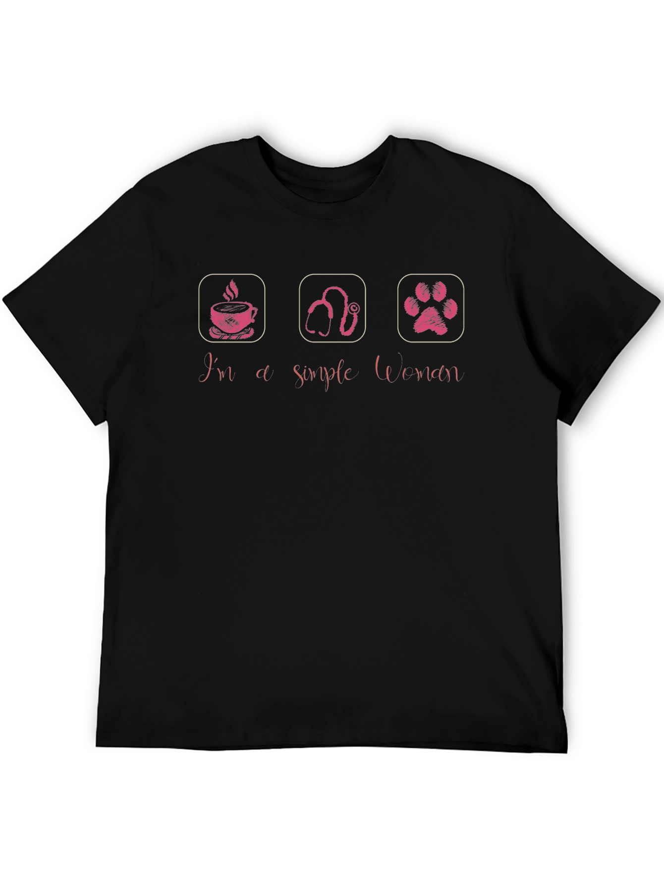 Simple Woman T-Shirt - Coffee Veterinary Pet Paw