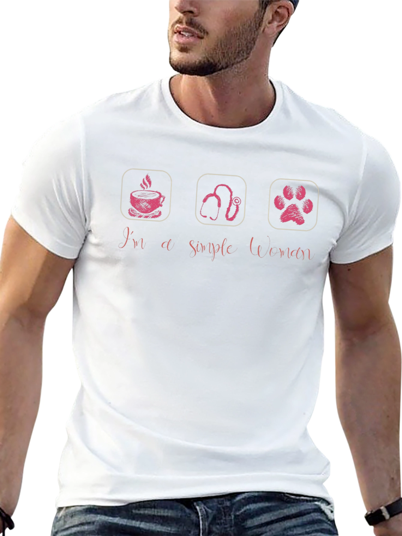 Simple Woman T-Shirt - Coffee Veterinary Pet Paw