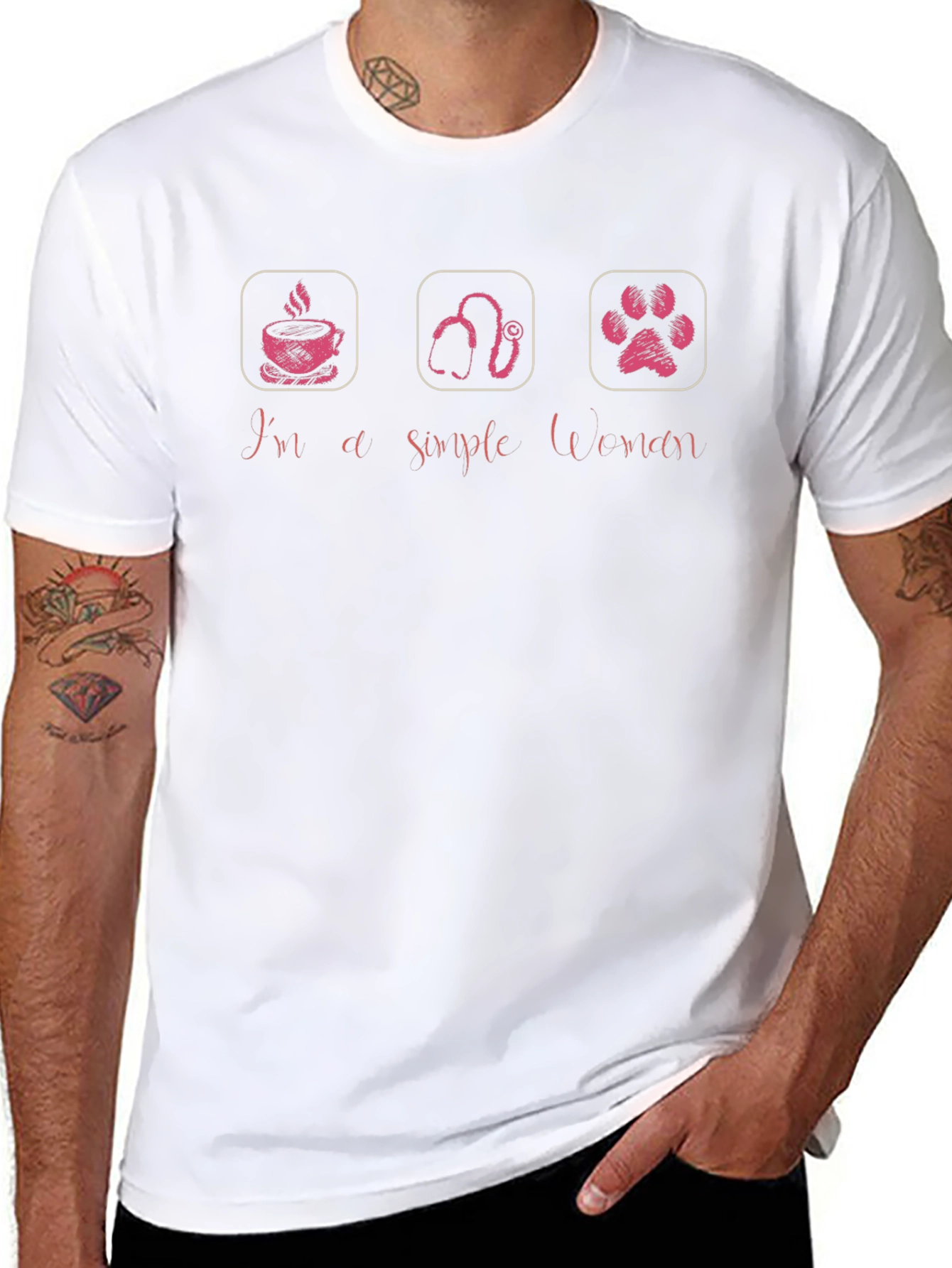 Simple Woman T-Shirt - Coffee Veterinary Pet Paw