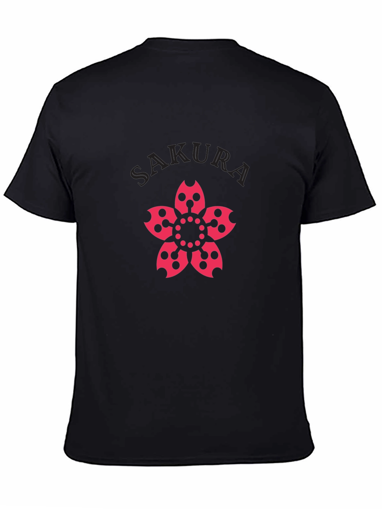 Sakura Graphic Tee - Black Cotton Casual T-Shirt