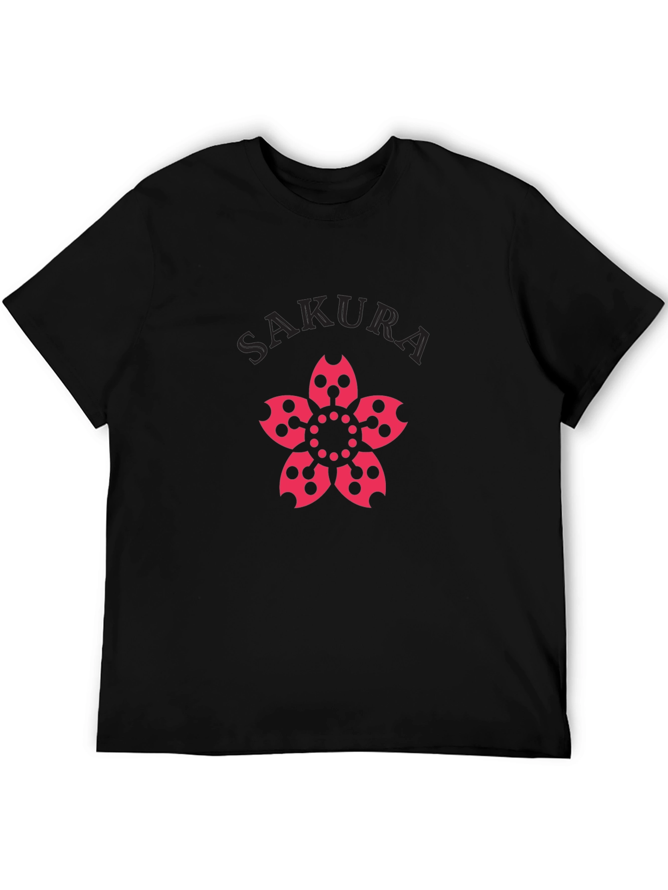 Sakura Graphic Tee - Black Cotton Casual T-Shirt