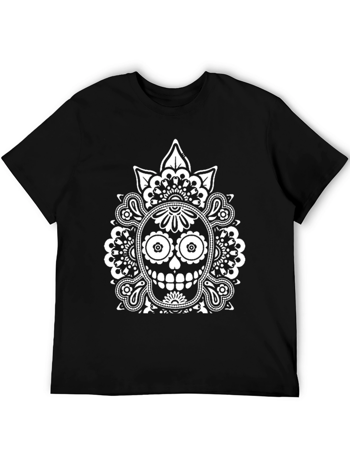 Dia de los Muertos Skull Graphic Tee - Black