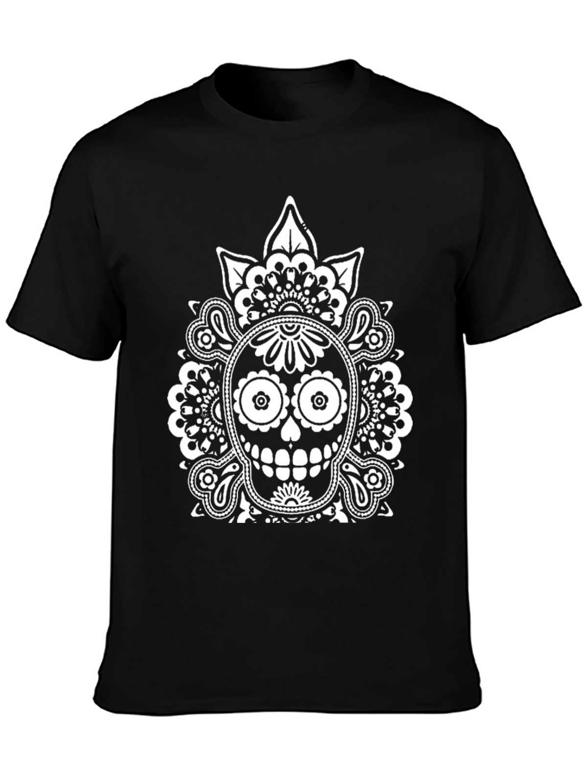 Dia de los Muertos Skull Graphic Tee - Black