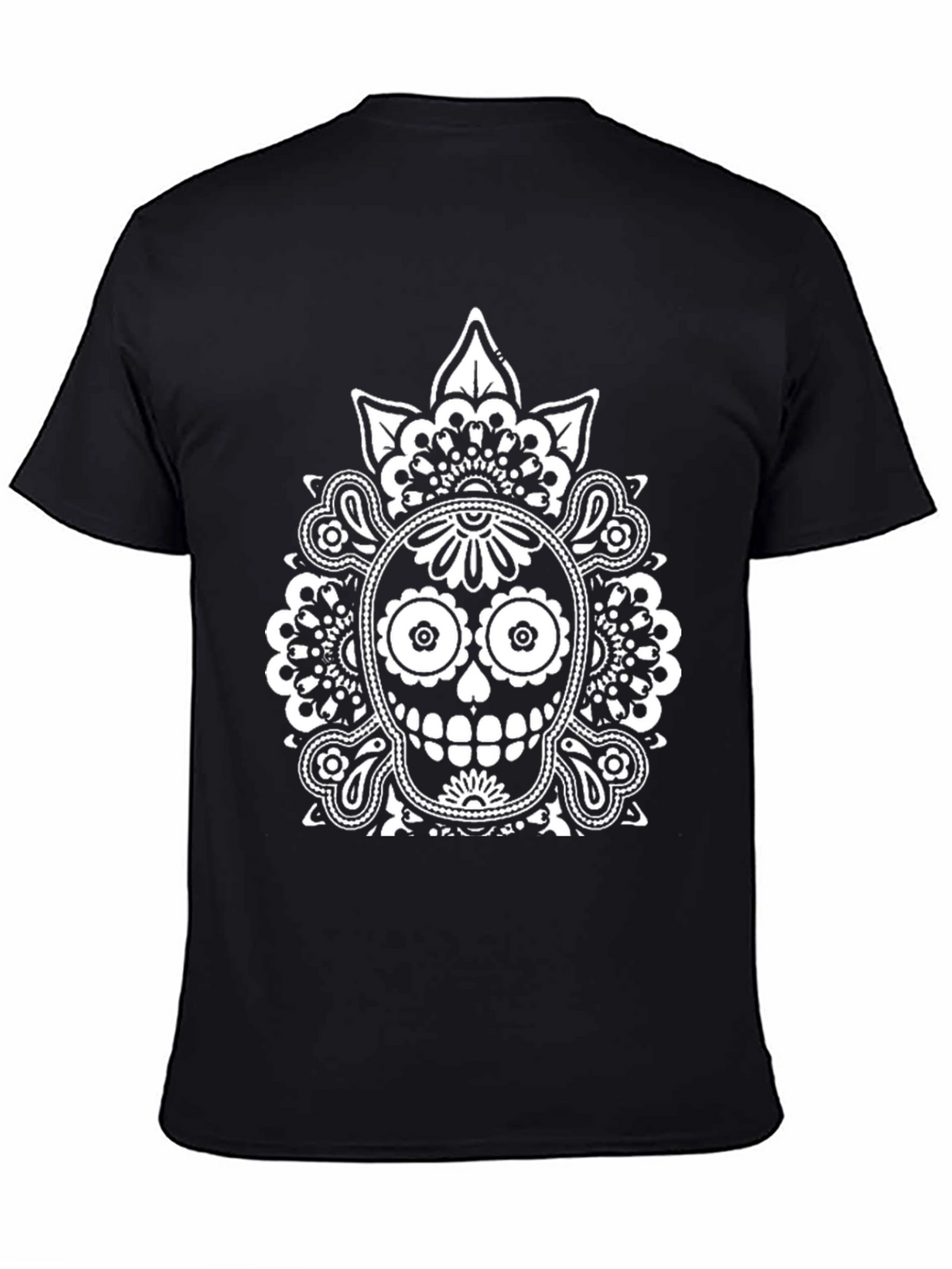 Dia de los Muertos Skull Graphic Tee - Black