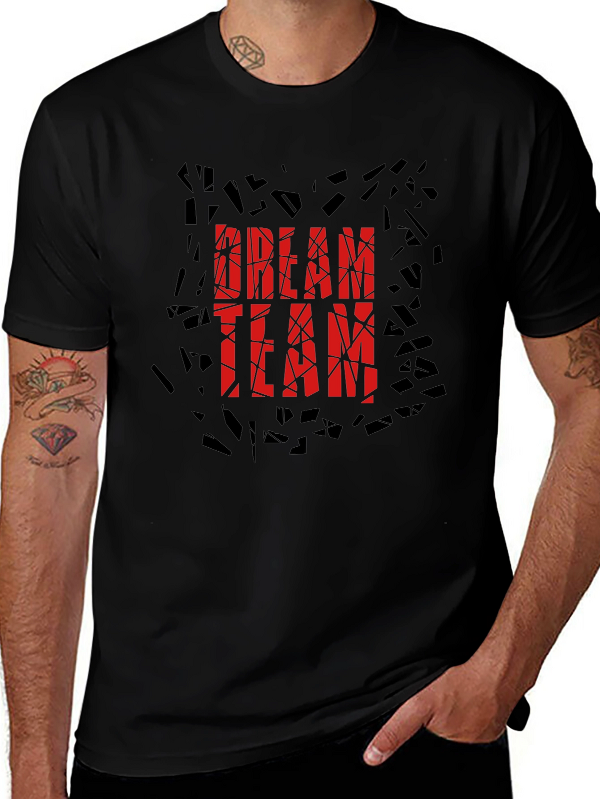 Dream Team Graphic Print Black T-Shirt