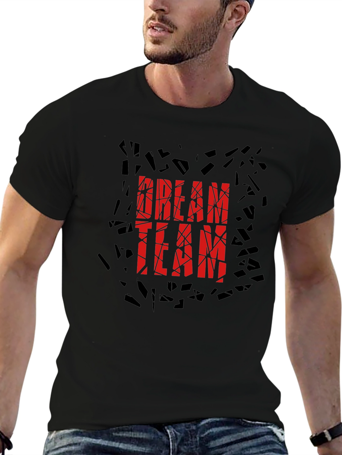 Dream Team Graphic Print Black T-Shirt