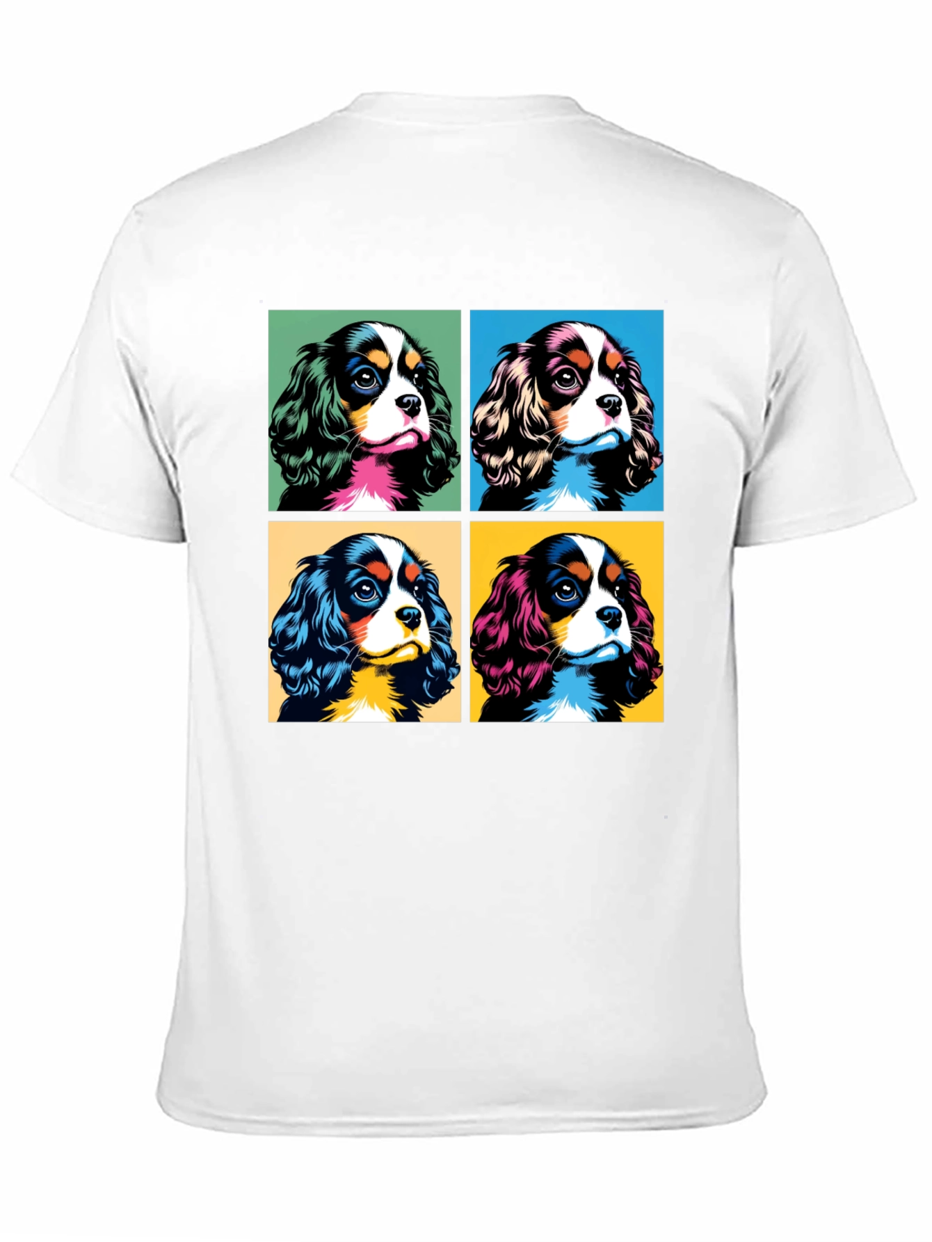 Dog Breed Cavalier Pop Art Black T-Shirt