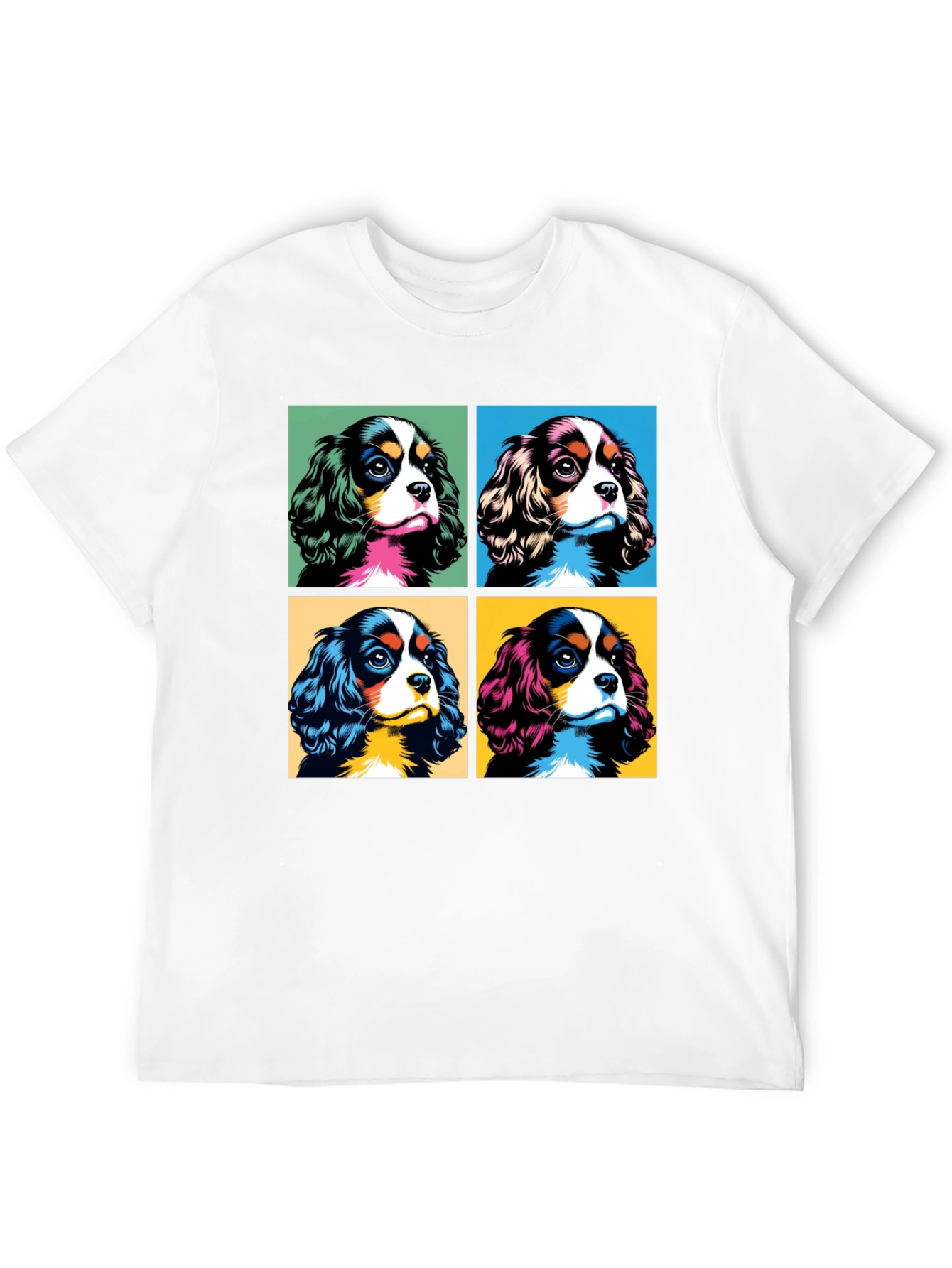 Dog Breed Cavalier Pop Art Black T-Shirt