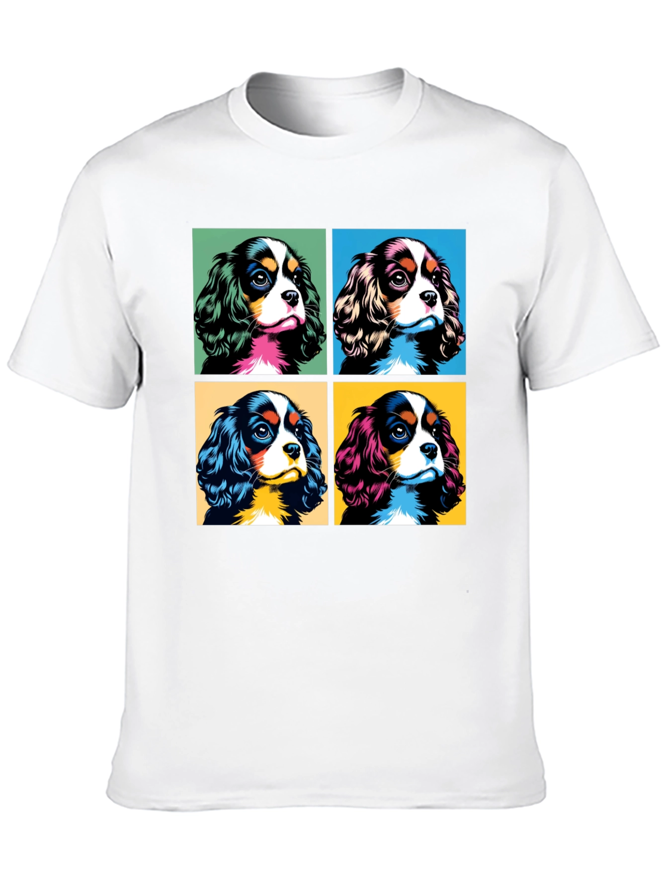 Dog Breed Cavalier Pop Art Black T-Shirt