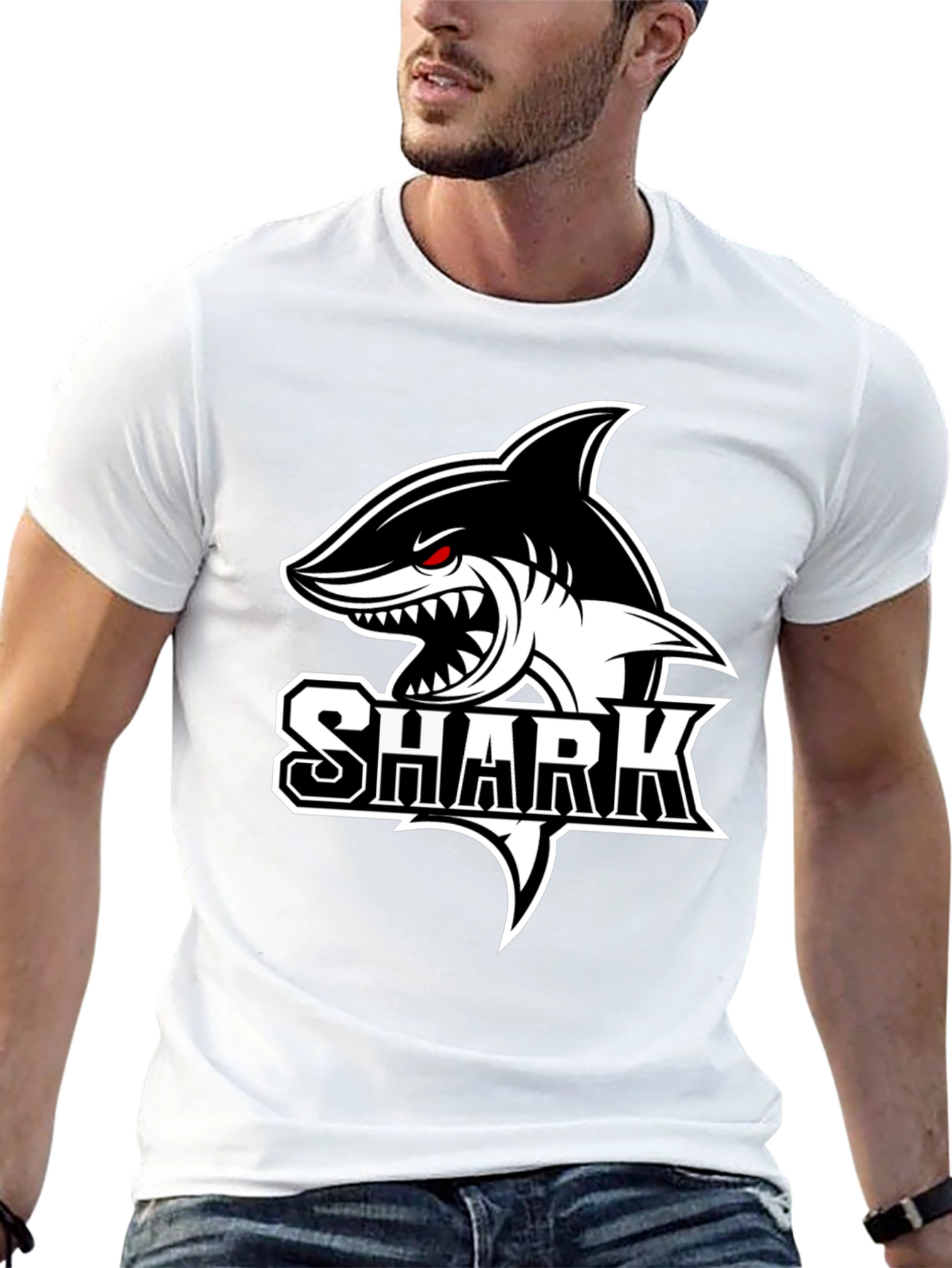 Black Shark Graphic Tee - Bold Animal Print