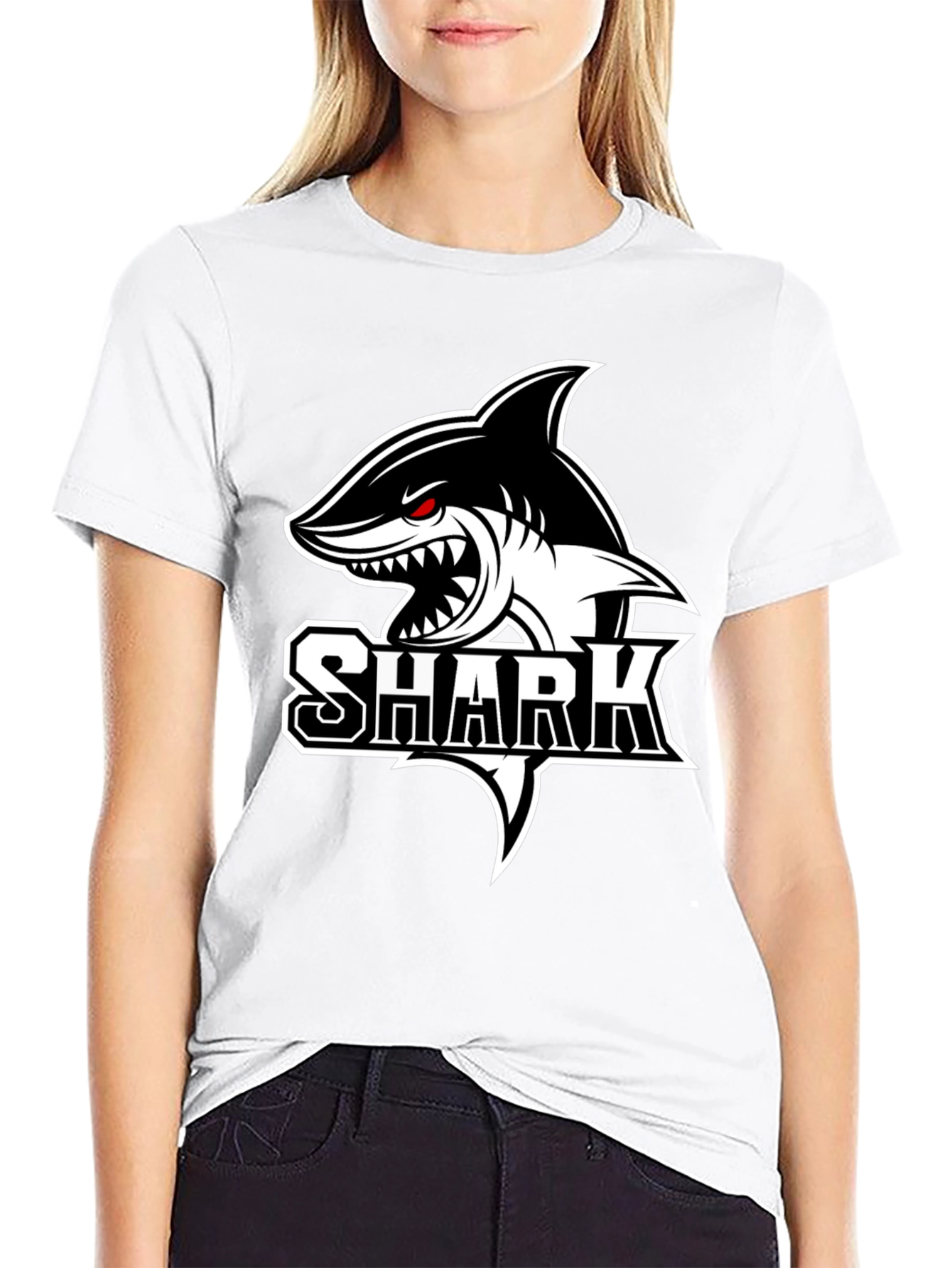 Black Shark Graphic Tee - Bold Animal Print