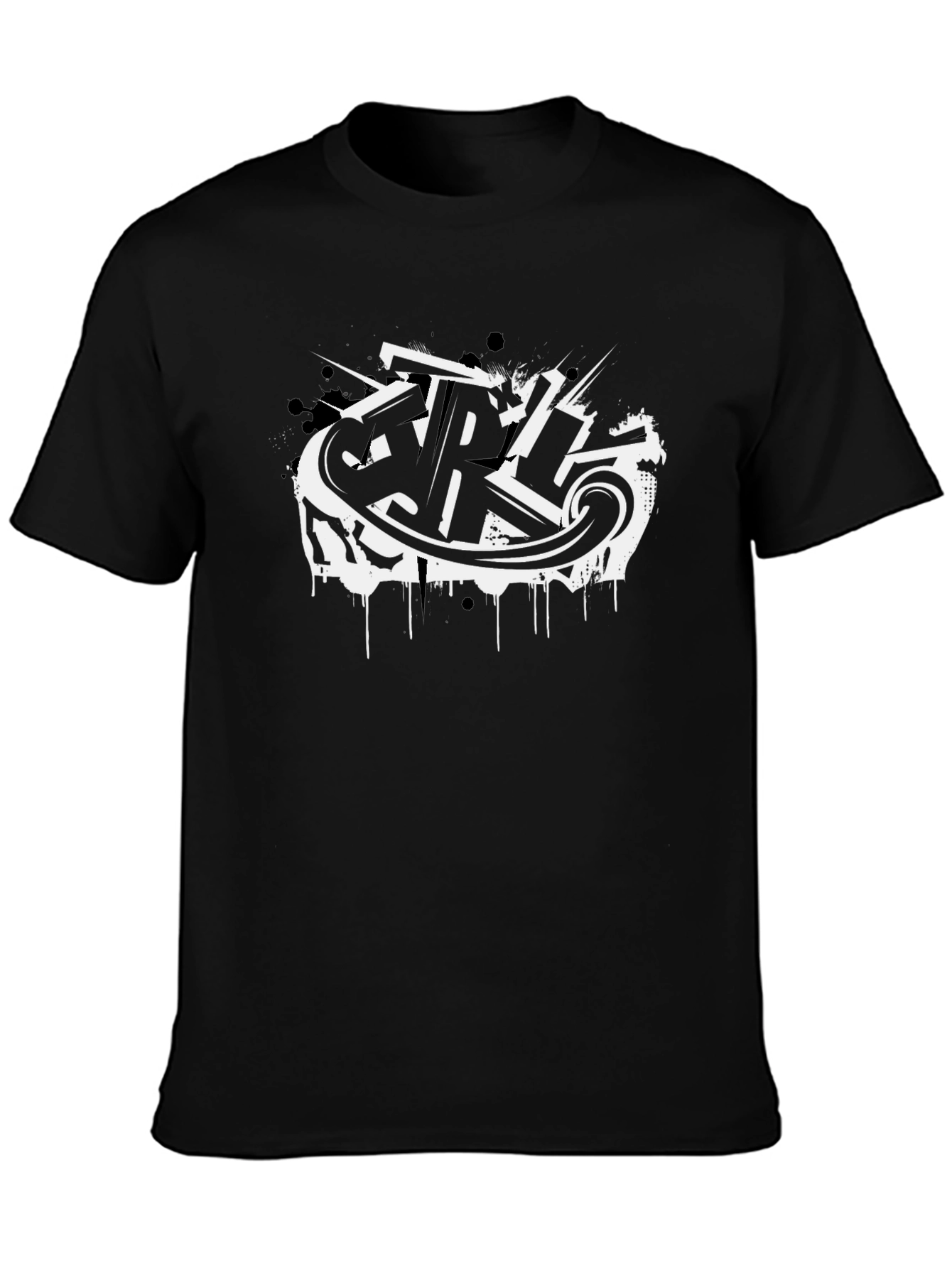Stylish Black T-Shirt with Graffiti Design