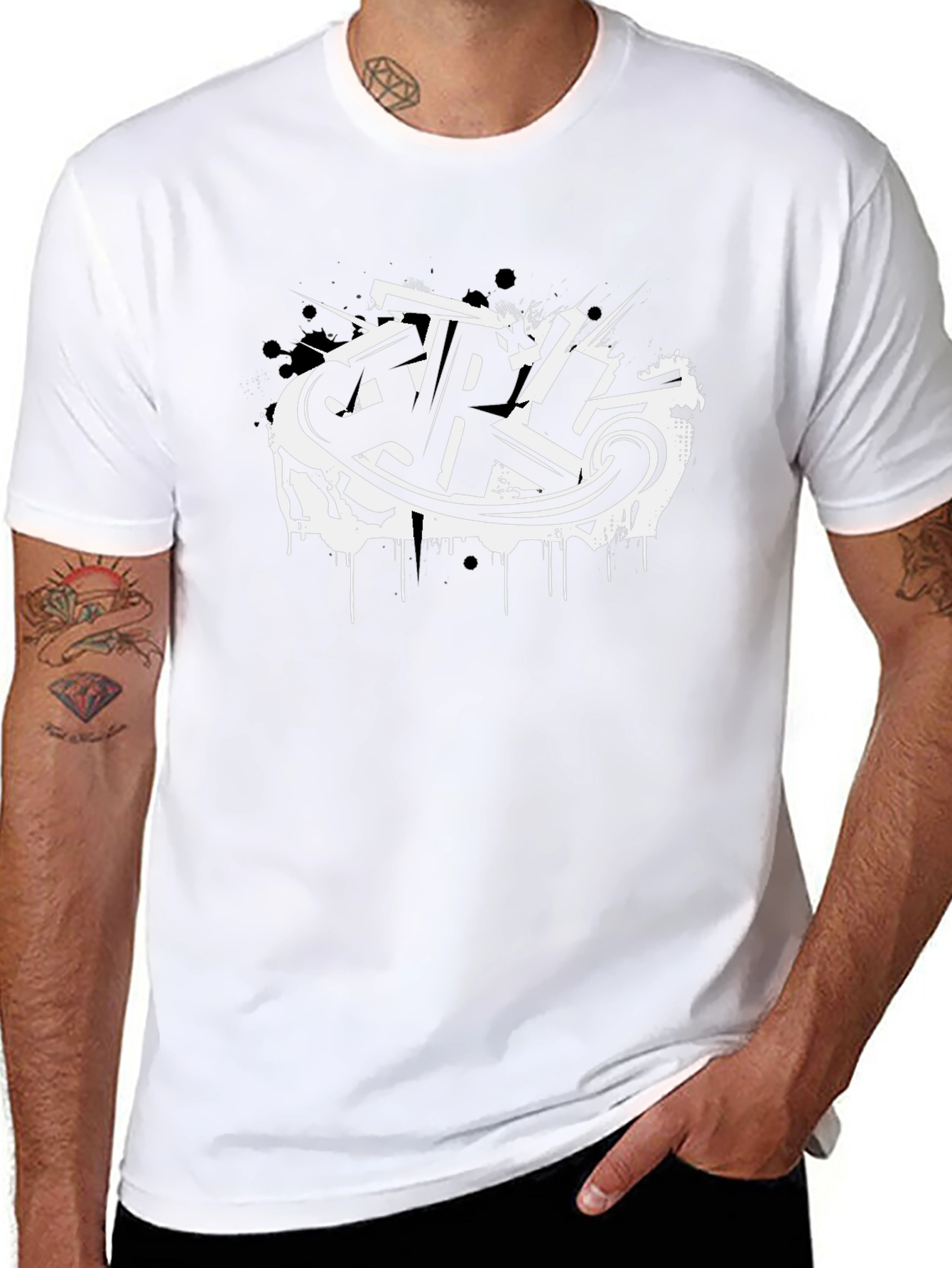 Stylish Black T-Shirt with Graffiti Design