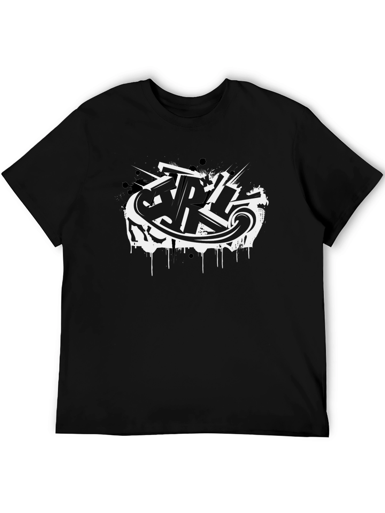 Stylish Black T-Shirt with Graffiti Design