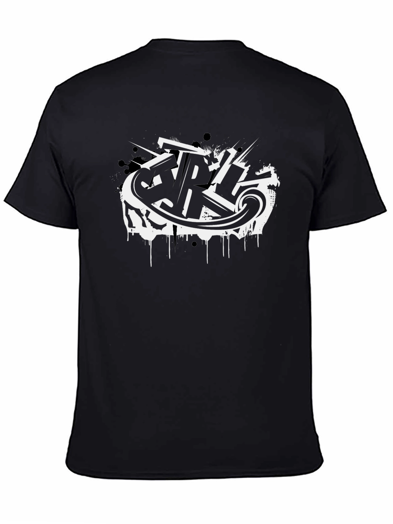 Stylish Black T-Shirt with Graffiti Design