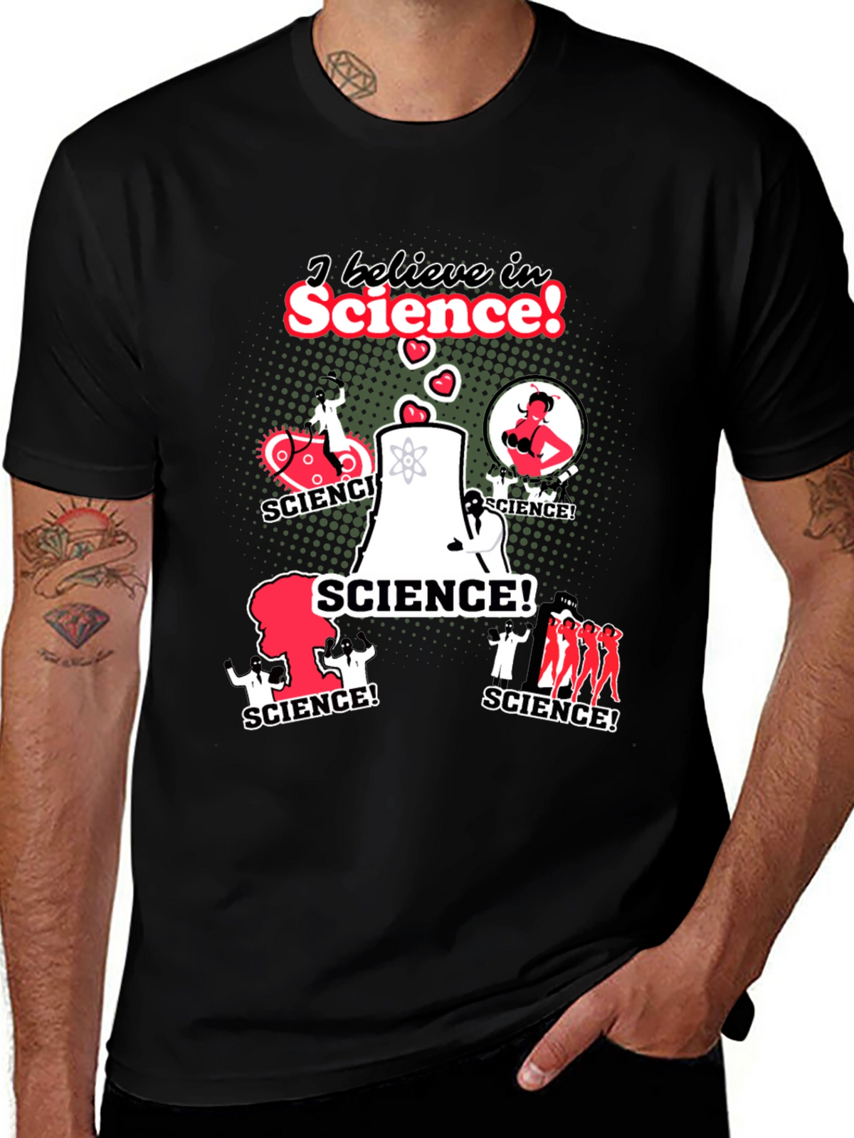I Believe In Science! Black Graphic Tee