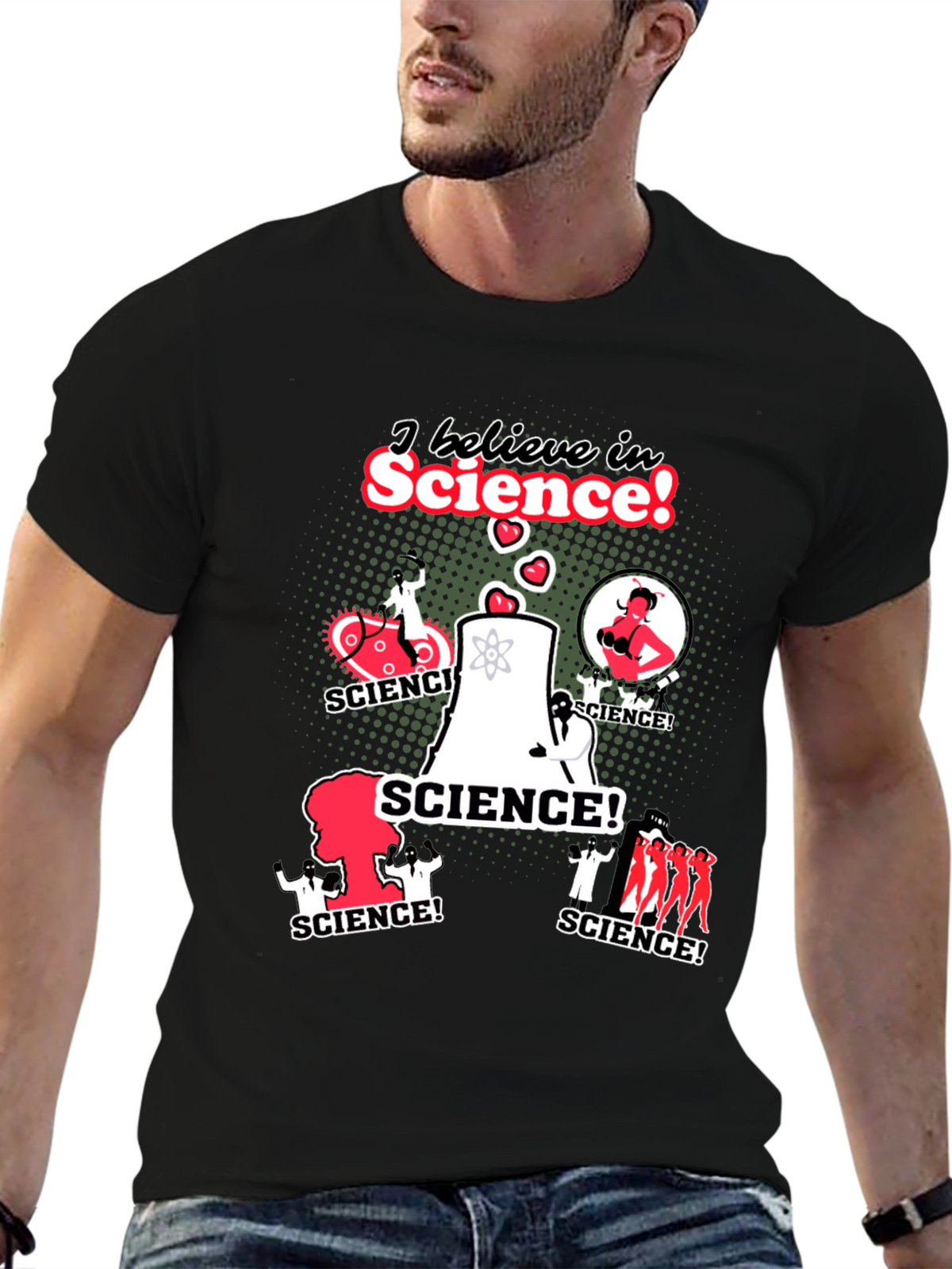 I Believe In Science! Black Graphic Tee