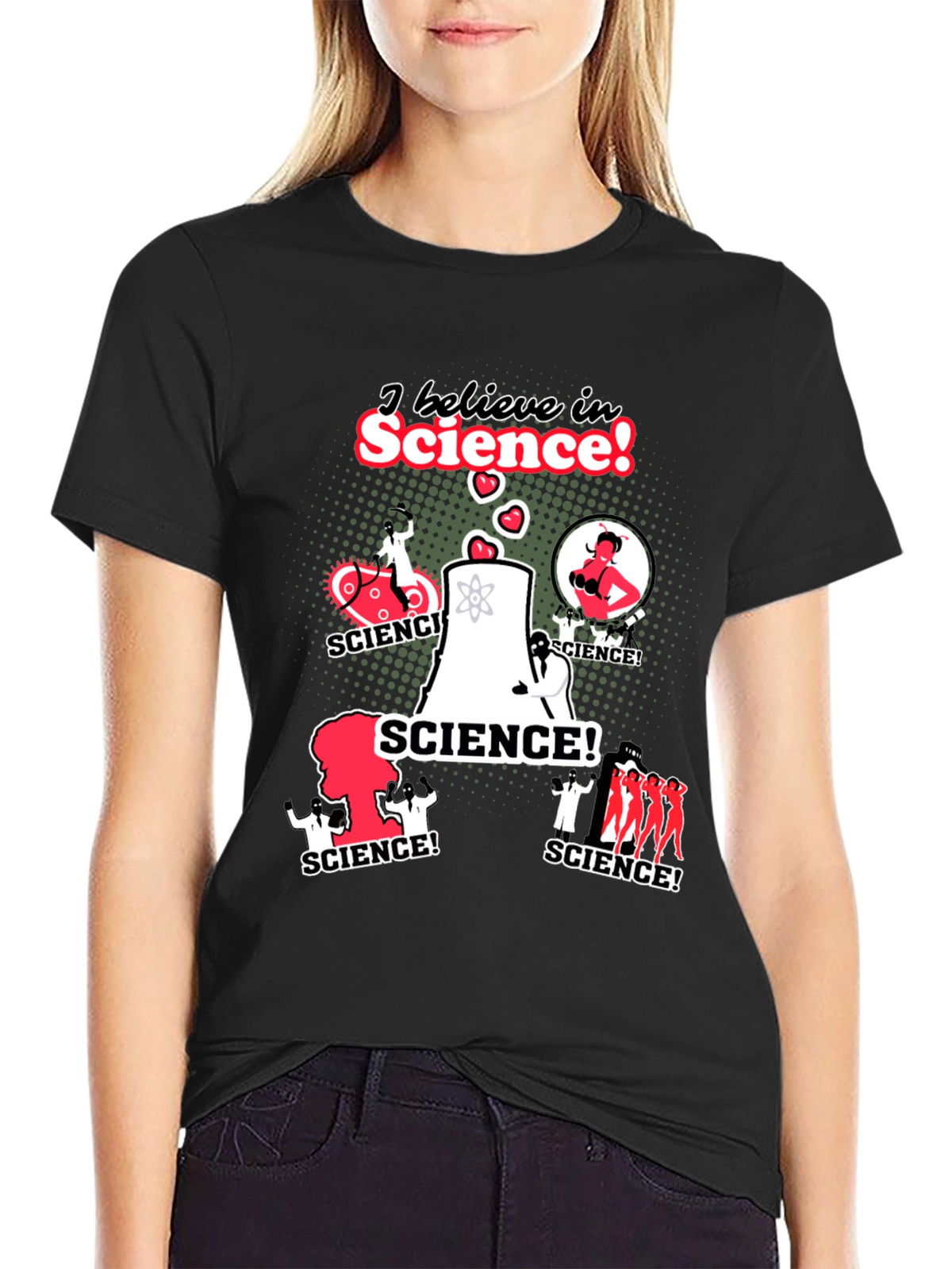 I Believe In Science! Black Graphic Tee