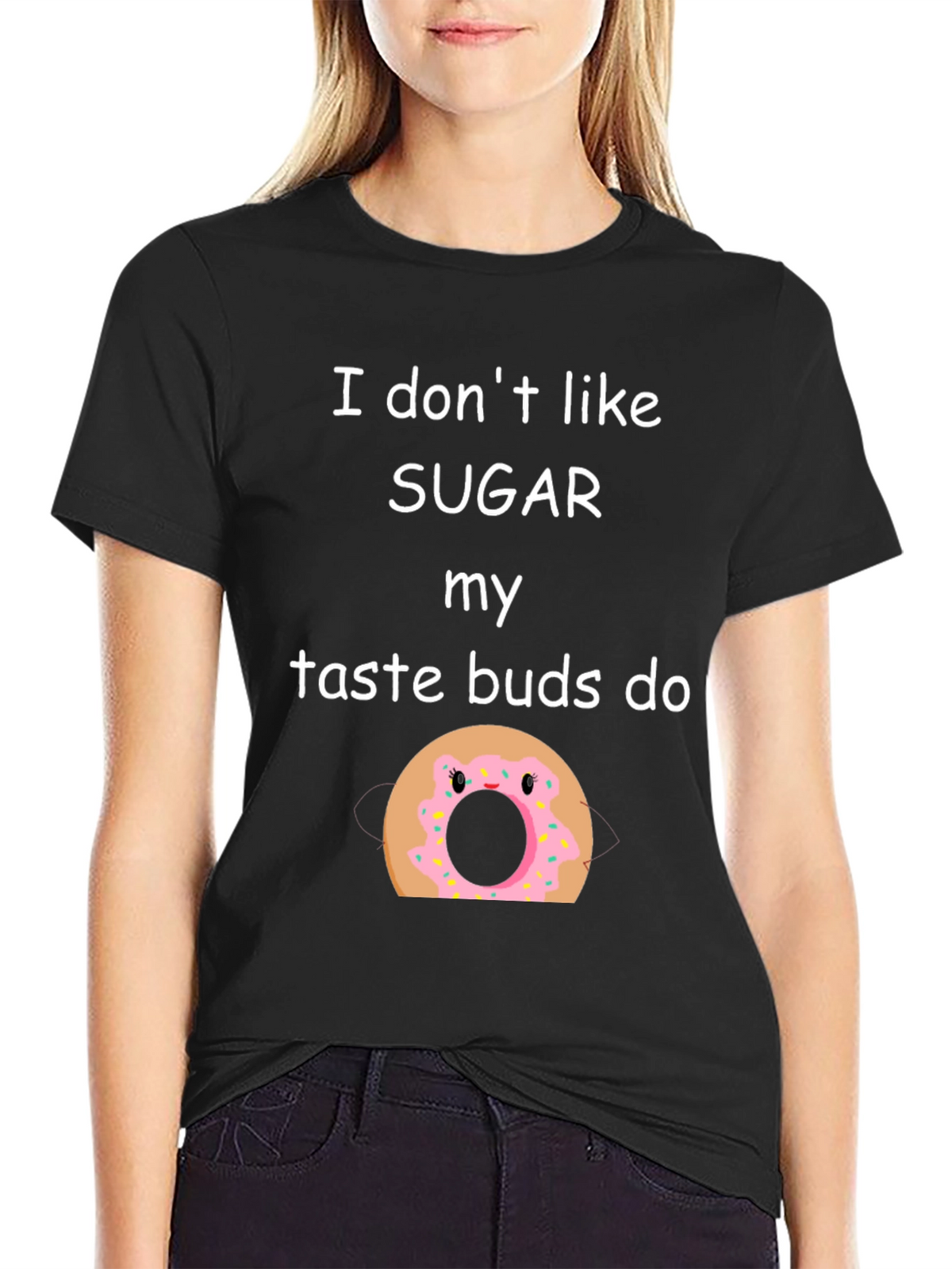 Funny I Dont Like Sugar Doughnut Graphic T-Shirt
