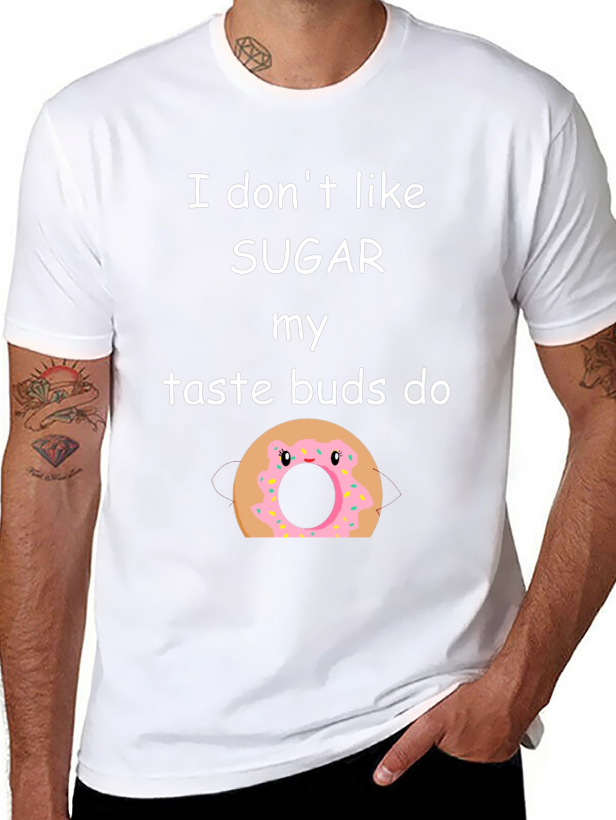 Funny I Dont Like Sugar Doughnut Graphic T-Shirt