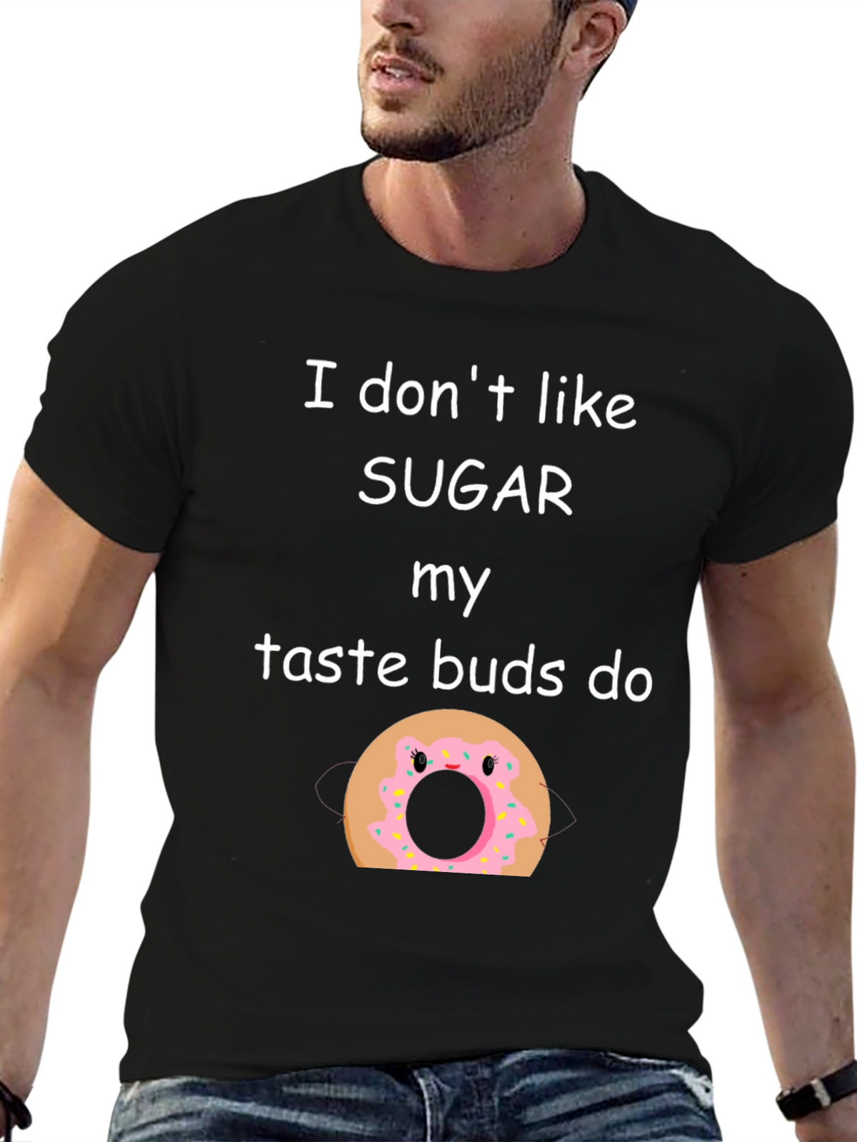 Funny I Dont Like Sugar Doughnut Graphic T-Shirt