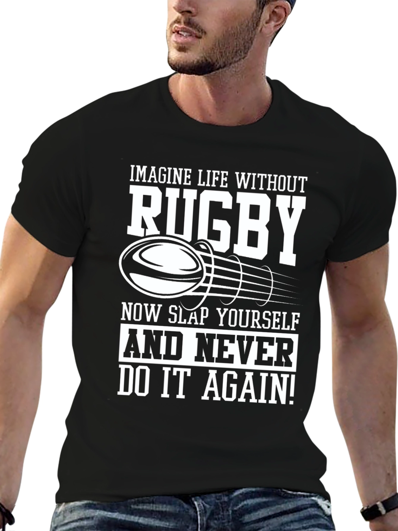 Rugby Lover Black T-Shirt - Slap Yourself!
