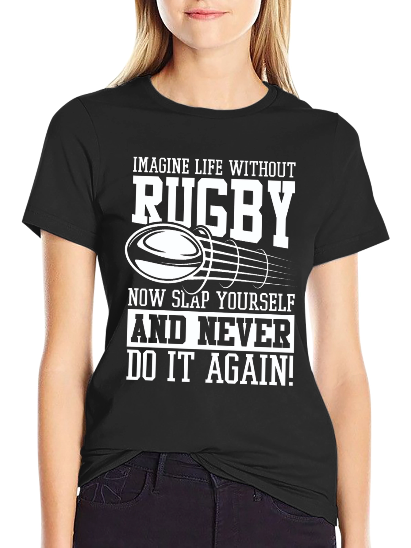 Rugby Lover Black T-Shirt - Slap Yourself!