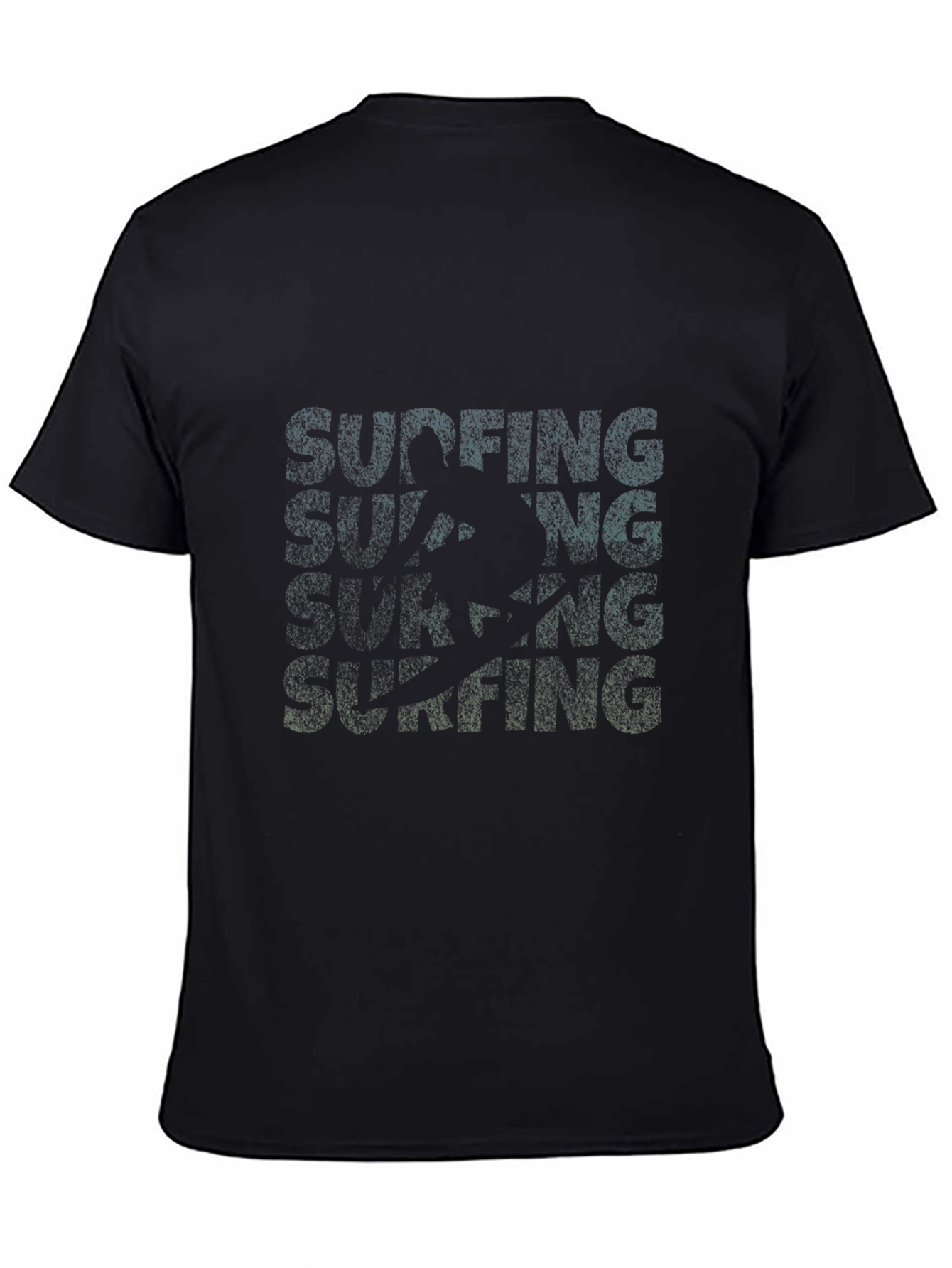Surfing Graphic Tee - Black Cotton Casual Shirt