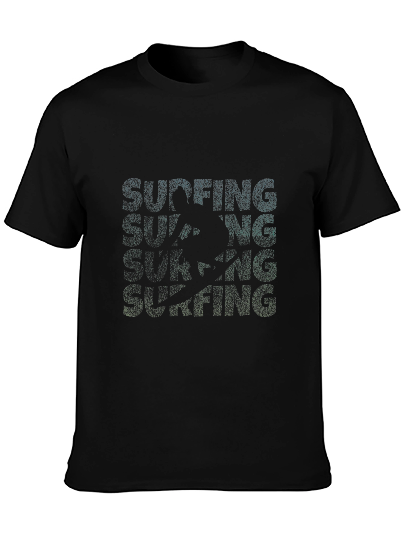 Surfing Graphic Tee - Black Cotton Casual Shirt