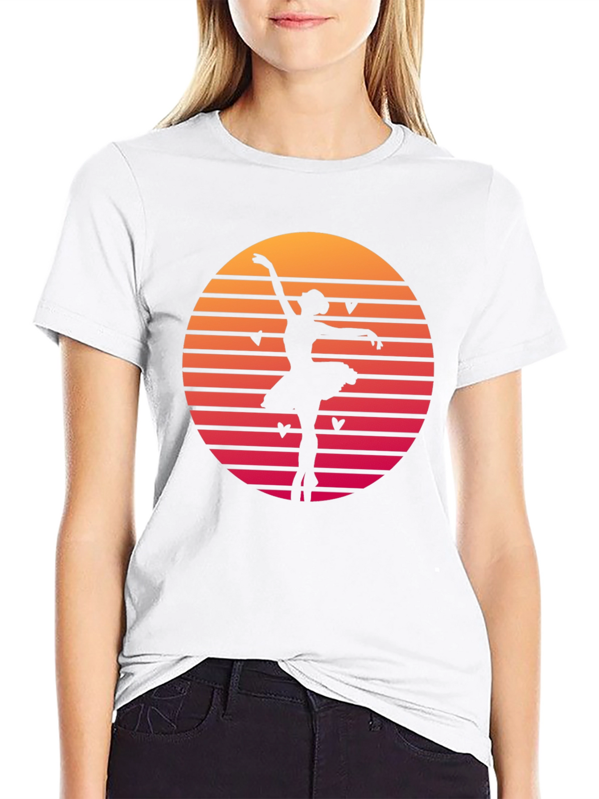 Ballet Dancer Sunset Graphic Tee - Retro Dance Shirt