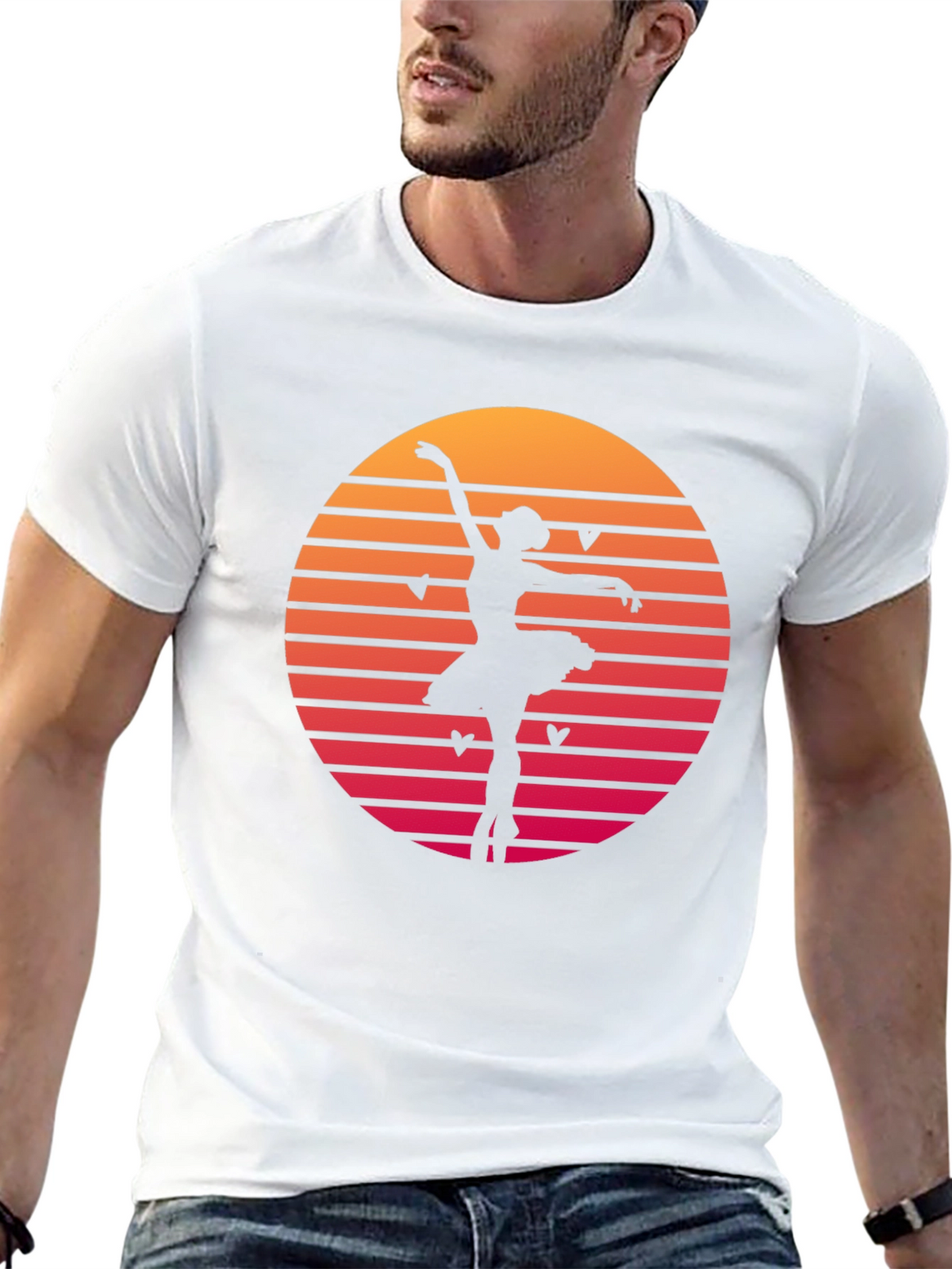 Ballet Dancer Sunset Graphic Tee - Retro Dance Shirt