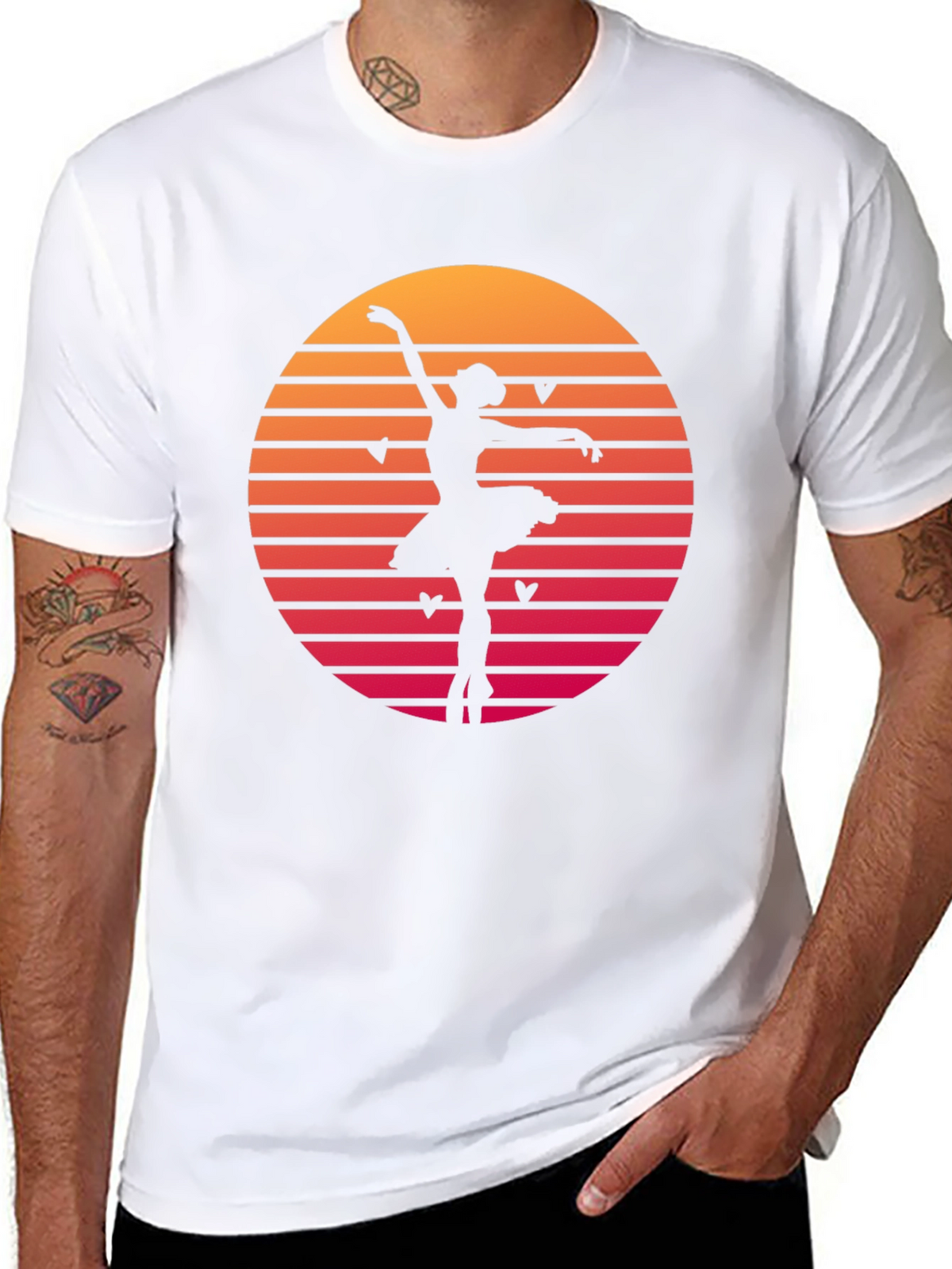 Ballet Dancer Sunset Graphic Tee - Retro Dance Shirt