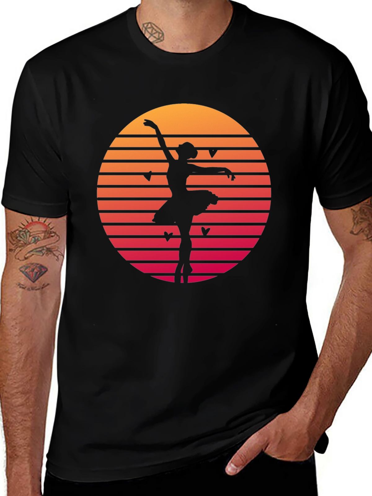 Ballet Dancer Sunset Graphic Tee - Retro Dance Shirt