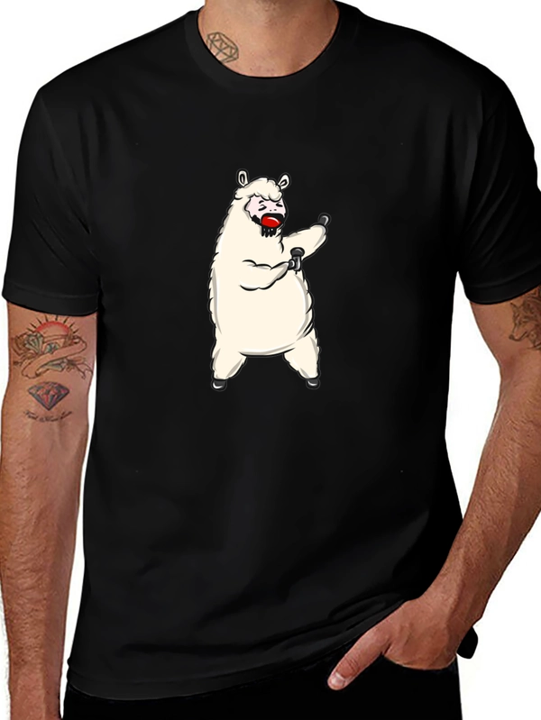 Funny Llama Graphic Tee - Black Cotton T-Shirt