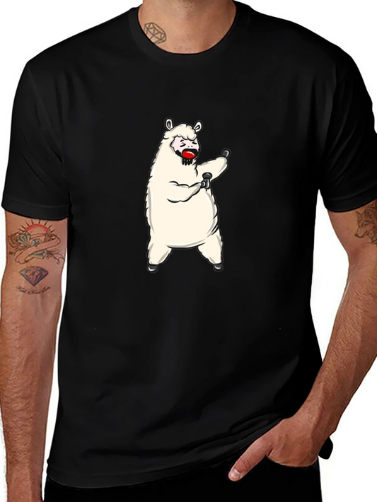 Funny Llama Graphic Tee - Black Cotton T-Shirt